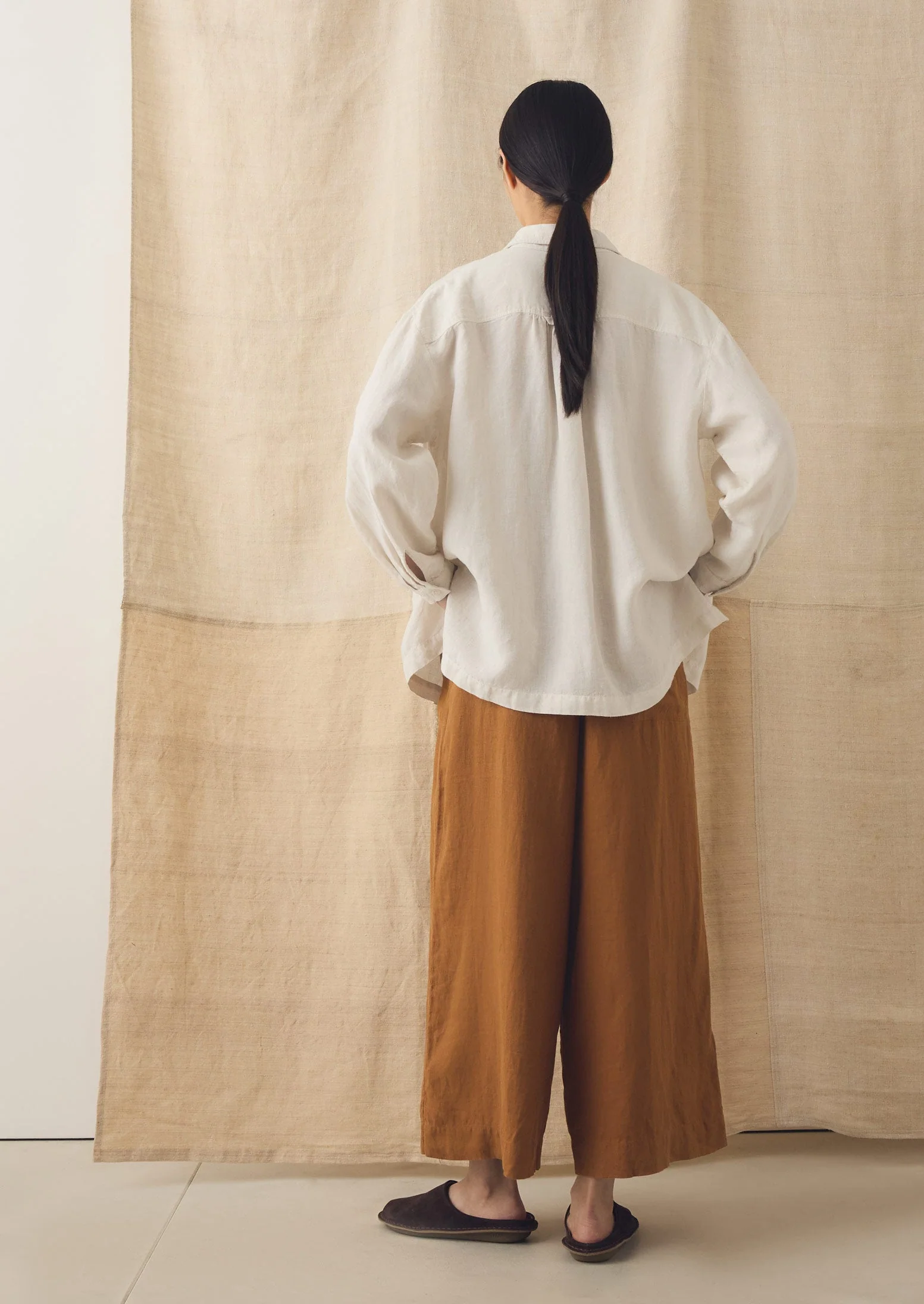 Garment Dyed Linen Easy Shirt | Oat - Image 4