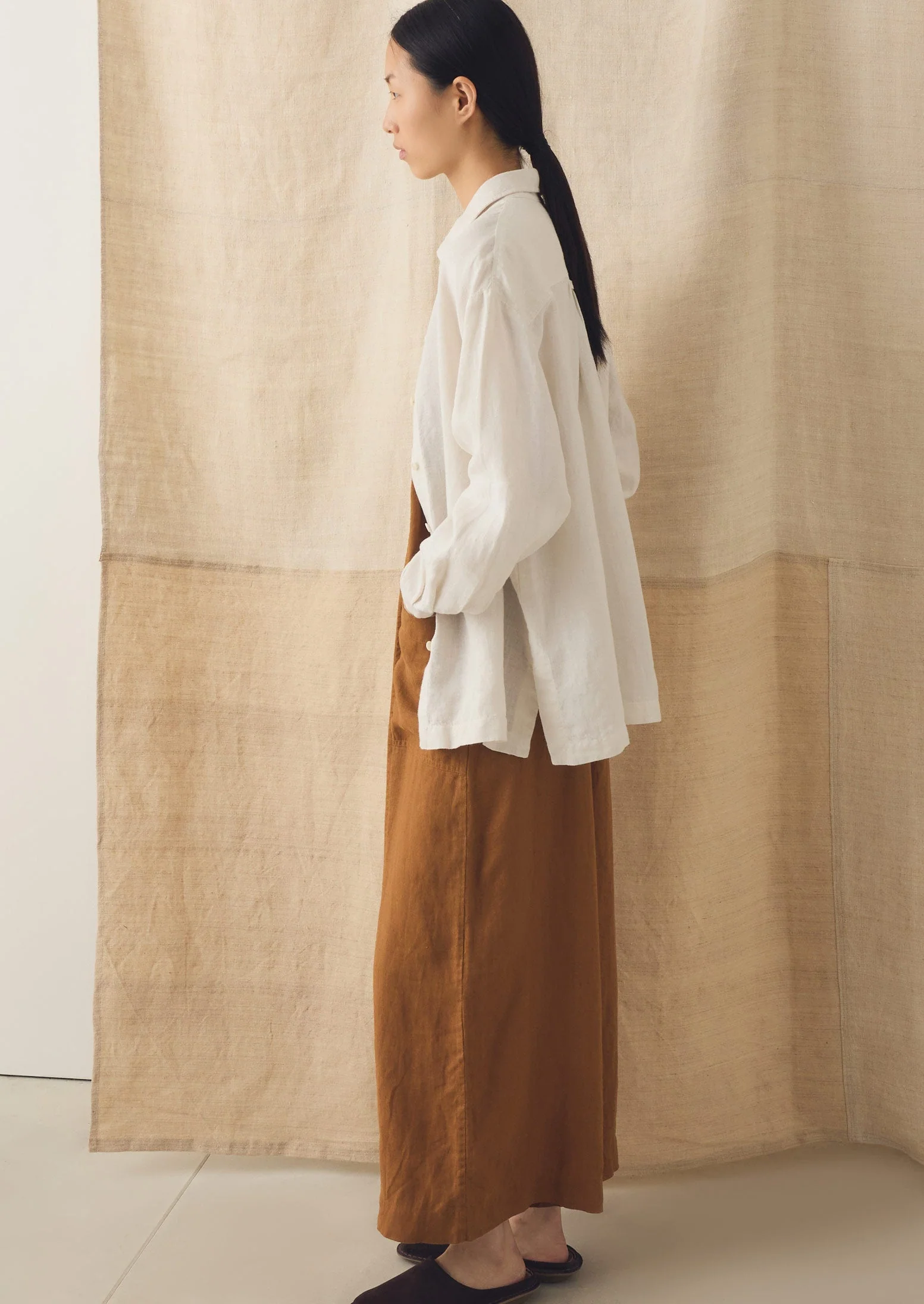 Garment Dyed Linen Easy Shirt | Oat - Image 5