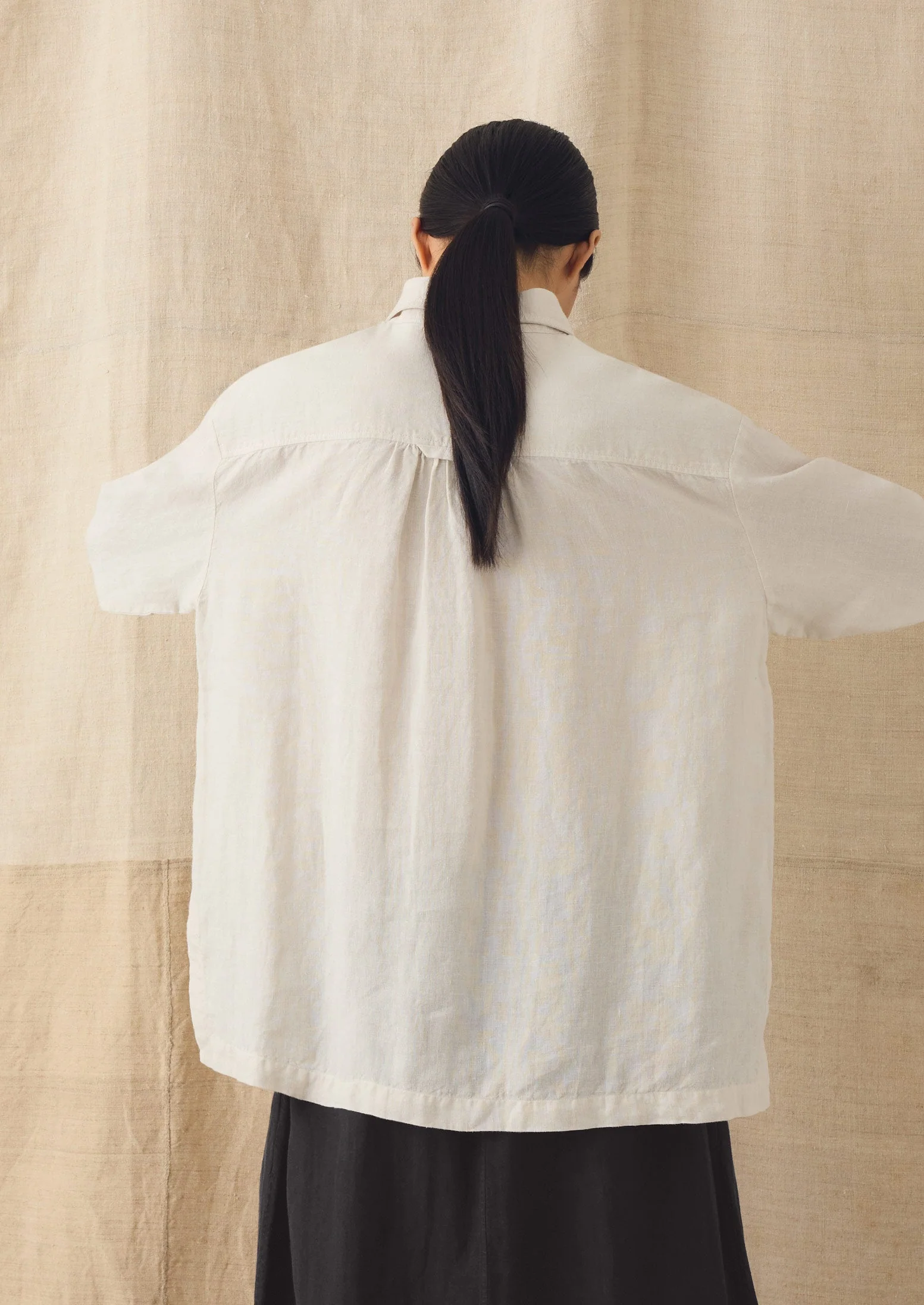 Garment Dyed Linen Easy Shirt | Oat - Image 6