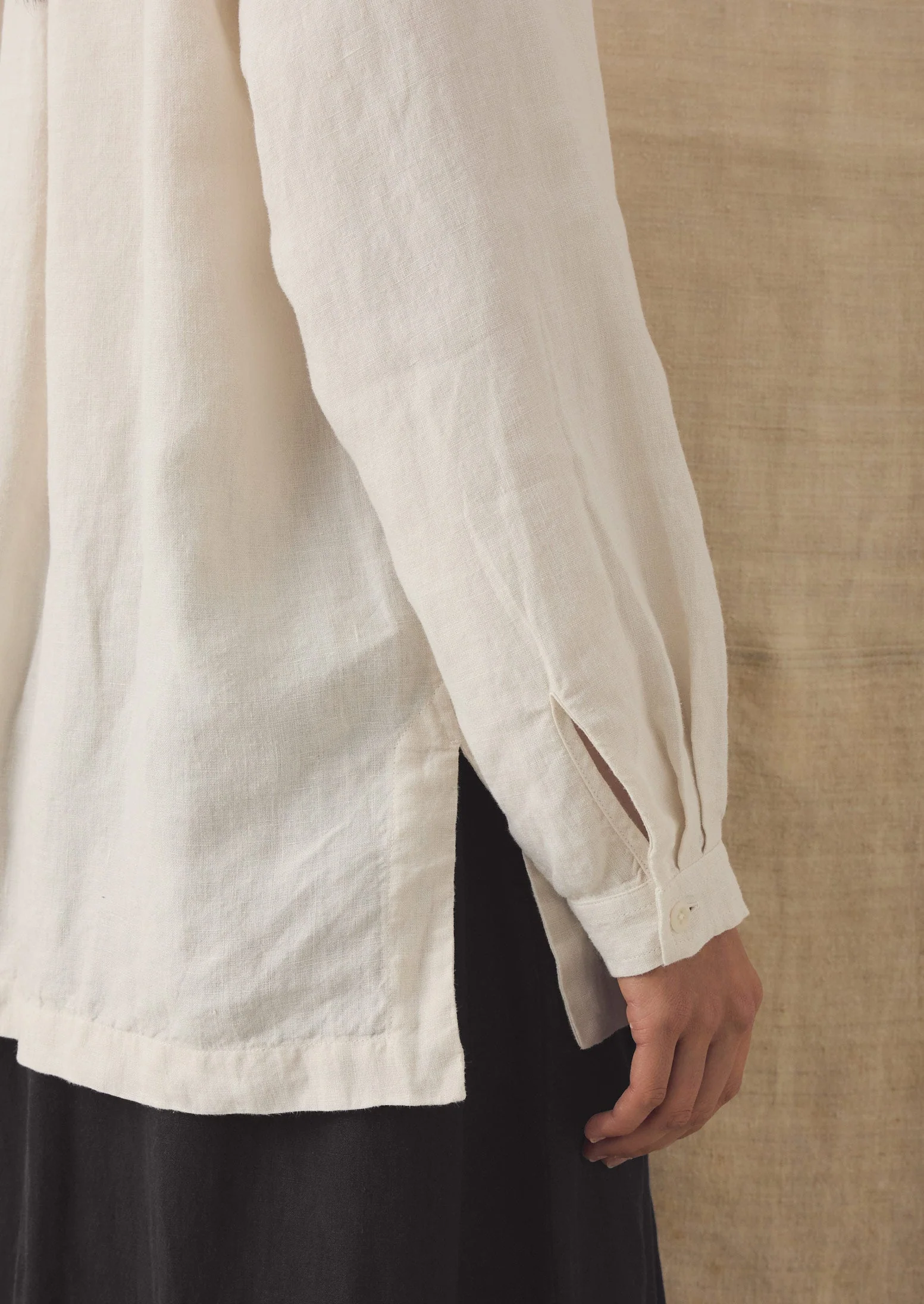 Garment Dyed Linen Easy Shirt | Oat - Image 7