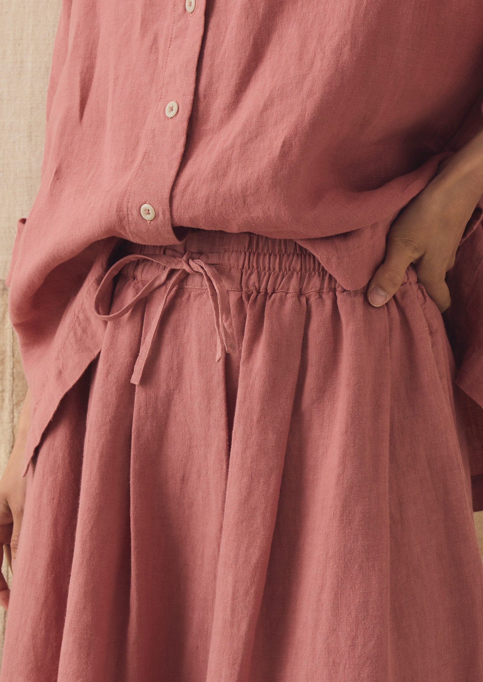 Garment Dyed Linen Skirt | Dusty Rose - Image 4