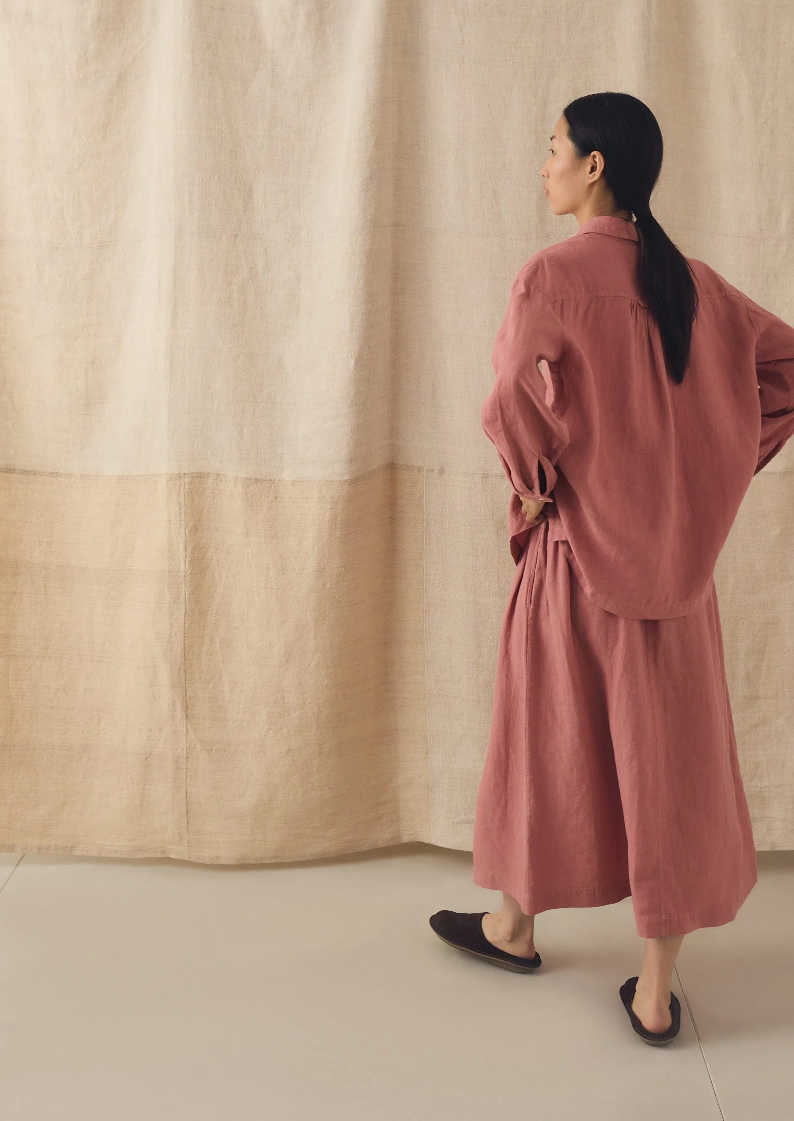Garment Dyed Linen Skirt | Dusty Rose - Image 5