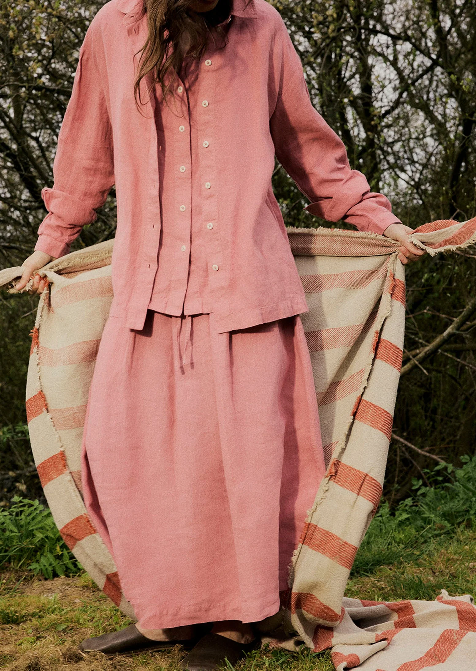 Garment Dyed Linen Skirt | Dusty Rose - Image 6