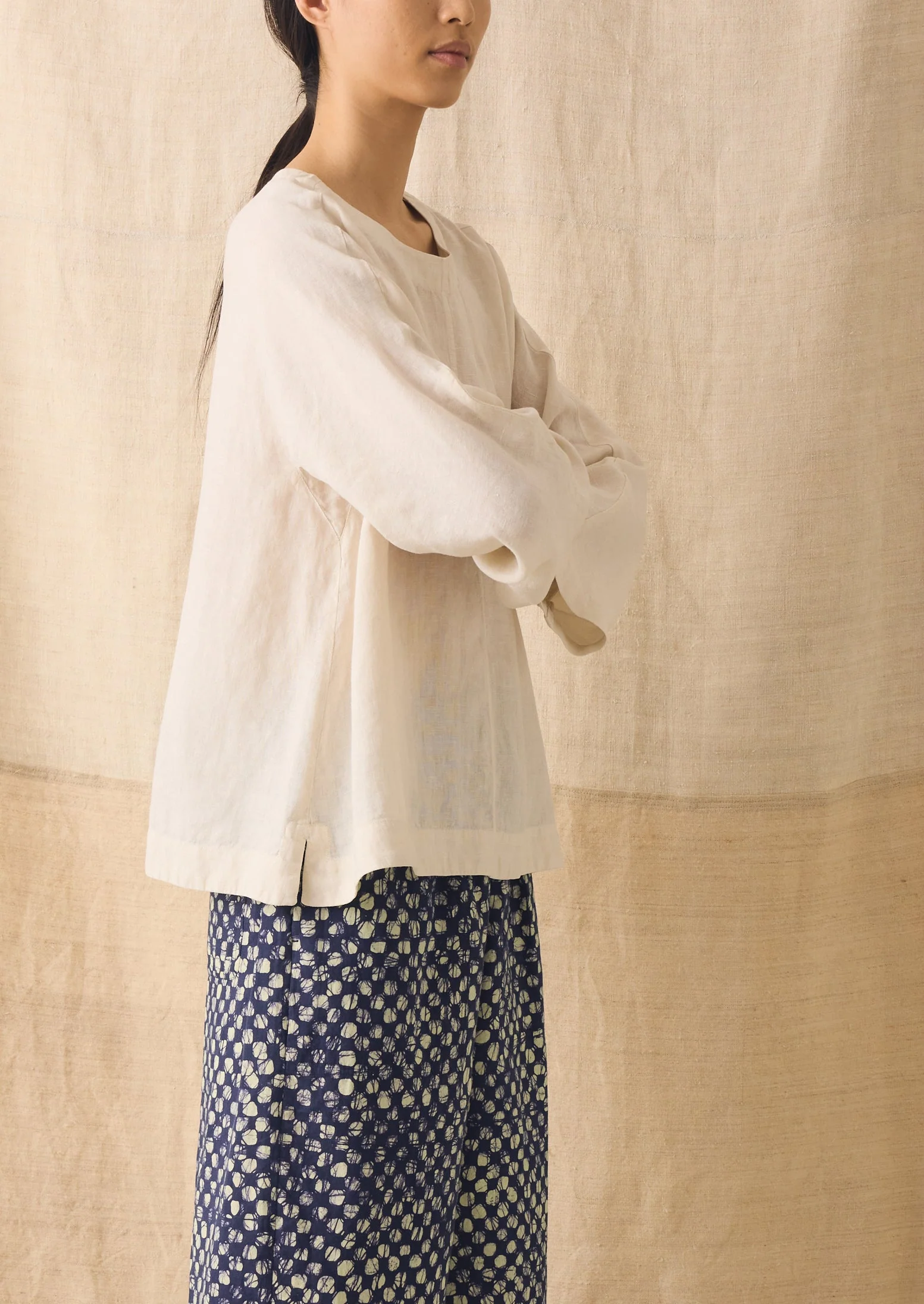 Garment Dyed Linen Top | Oat - Image 2
