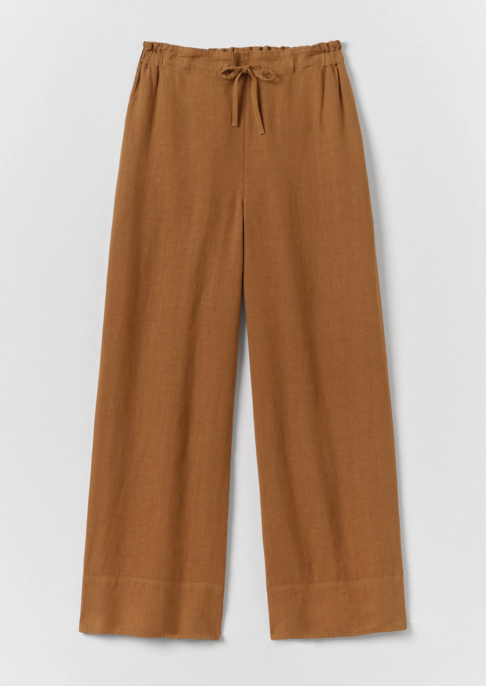 Garment Washed Linen Wide Trousers | Desert Sand