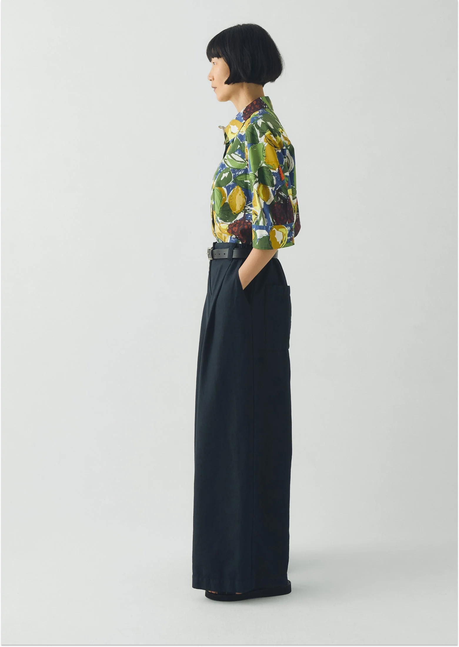 Gia Sketched Fruit Print Shirt | Verdigris/Multi - Image 6