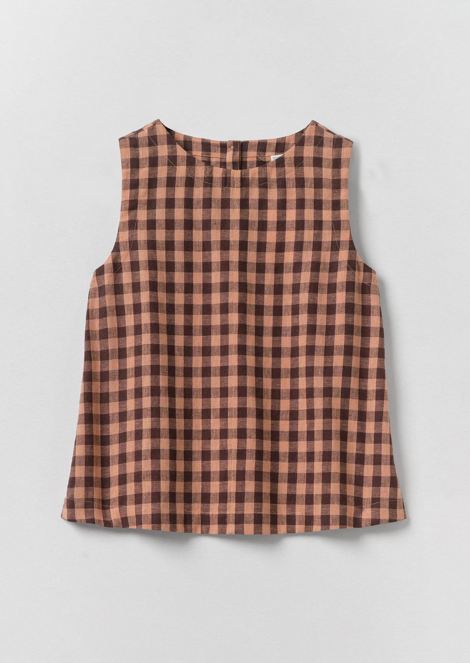 Gingham Linen Cotton Tank Top | Rosewood