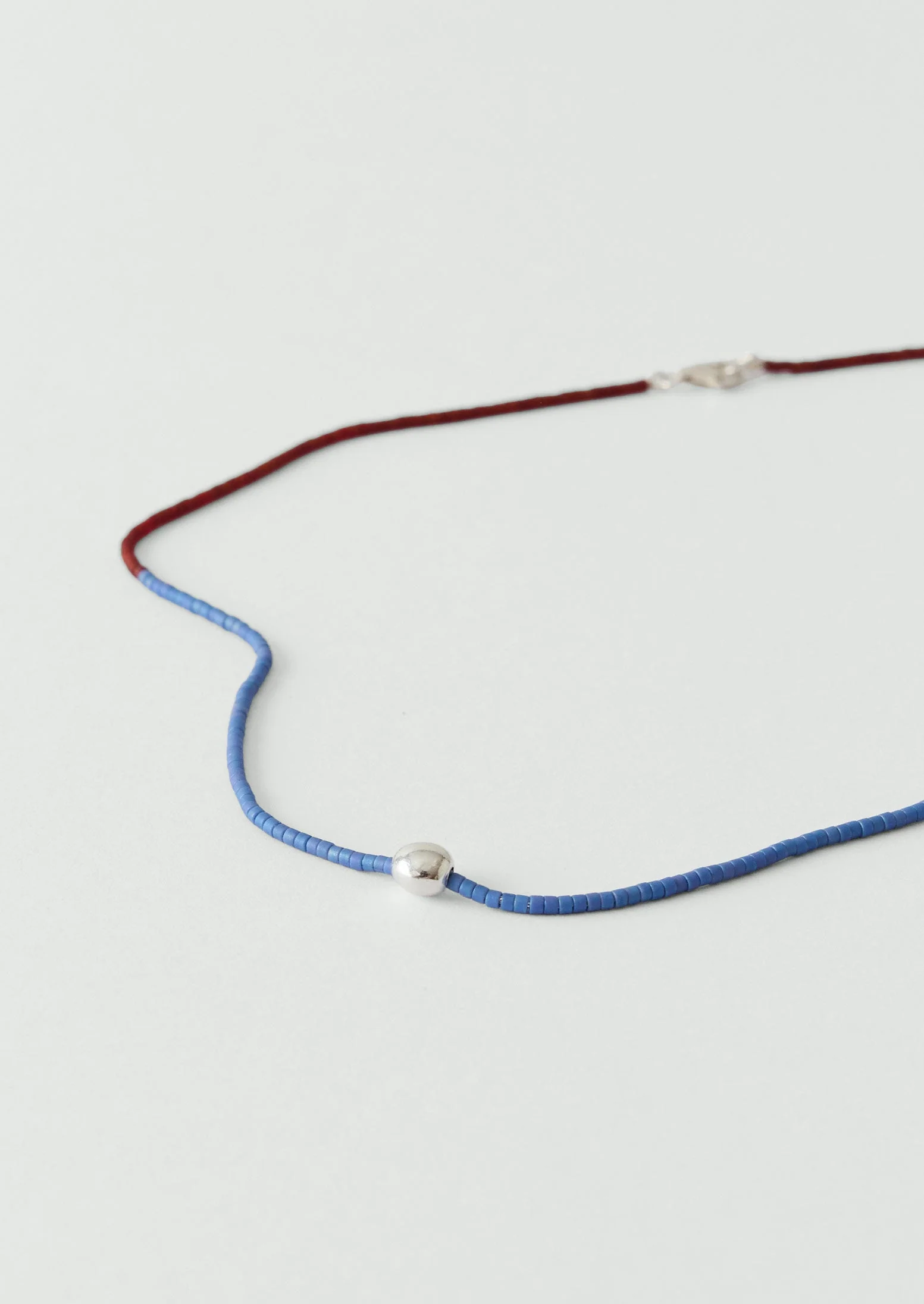 Helena Rohner River Silver Bead Miyuki Necklace | Blue/Brown - Image 4