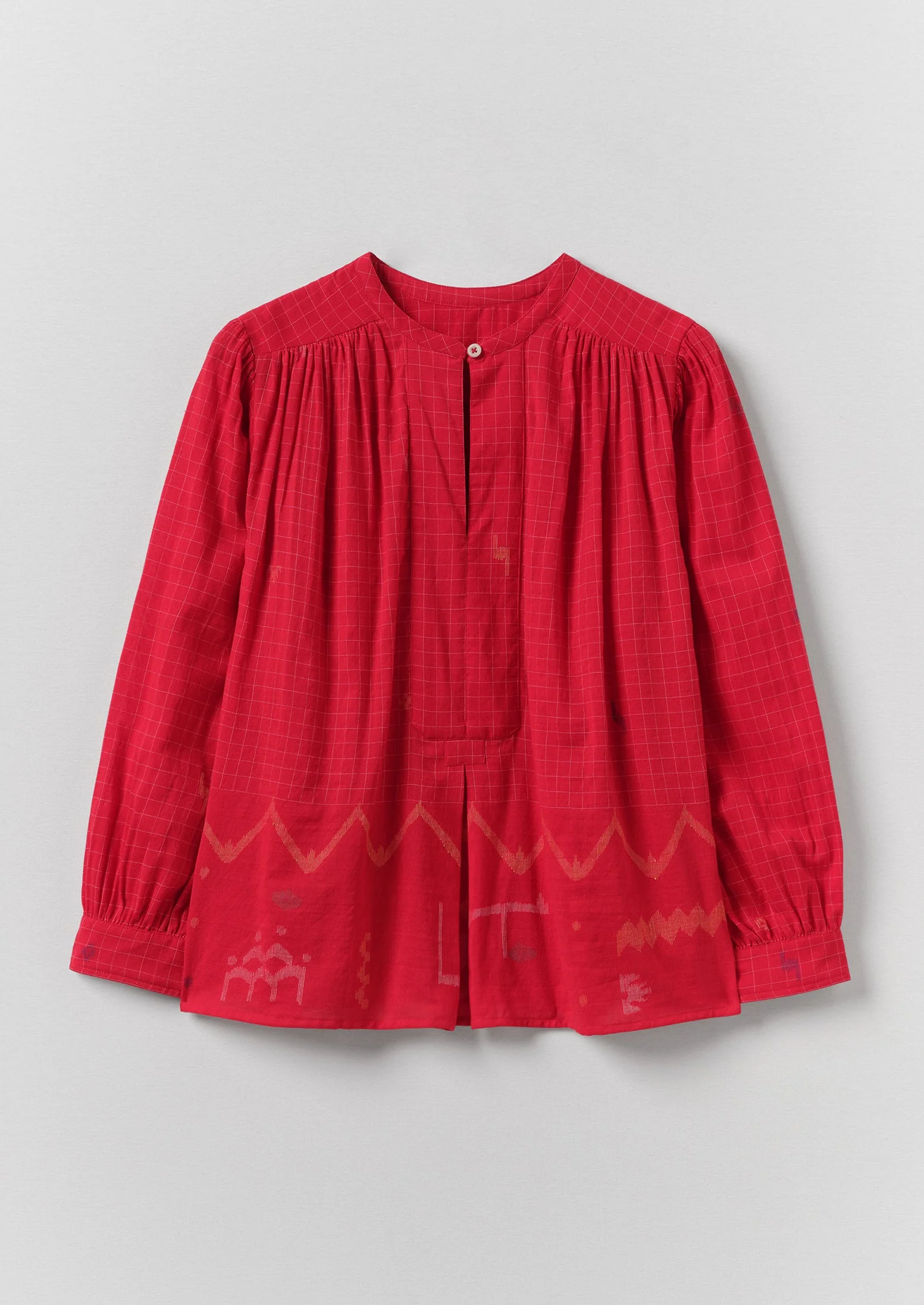 Jamdani Hand Woven Cotton Top | Maypole Red