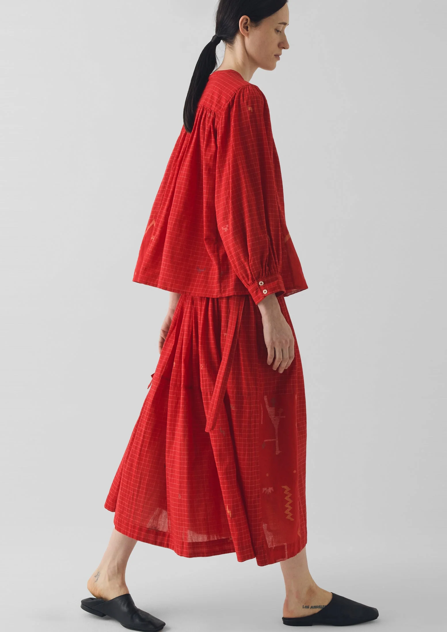 Jamdani Hand Woven Cotton Top | Maypole Red - Image 6