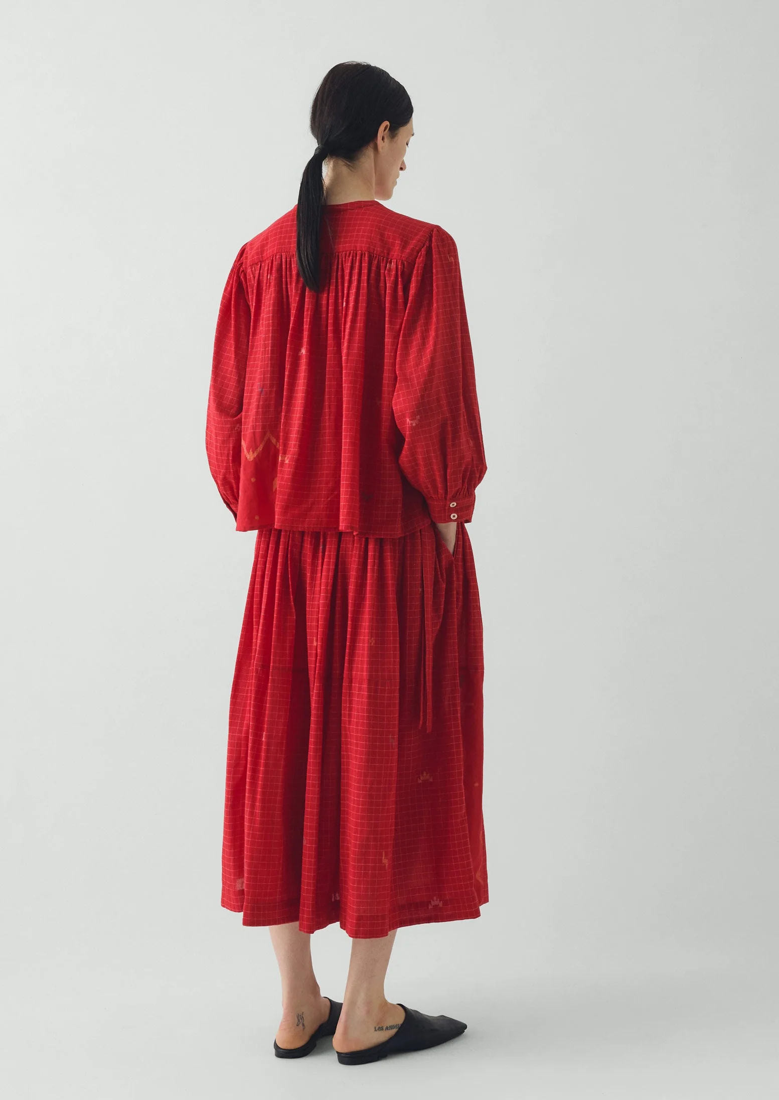 Jamdani Hand Woven Cotton Top | Maypole Red - Image 7