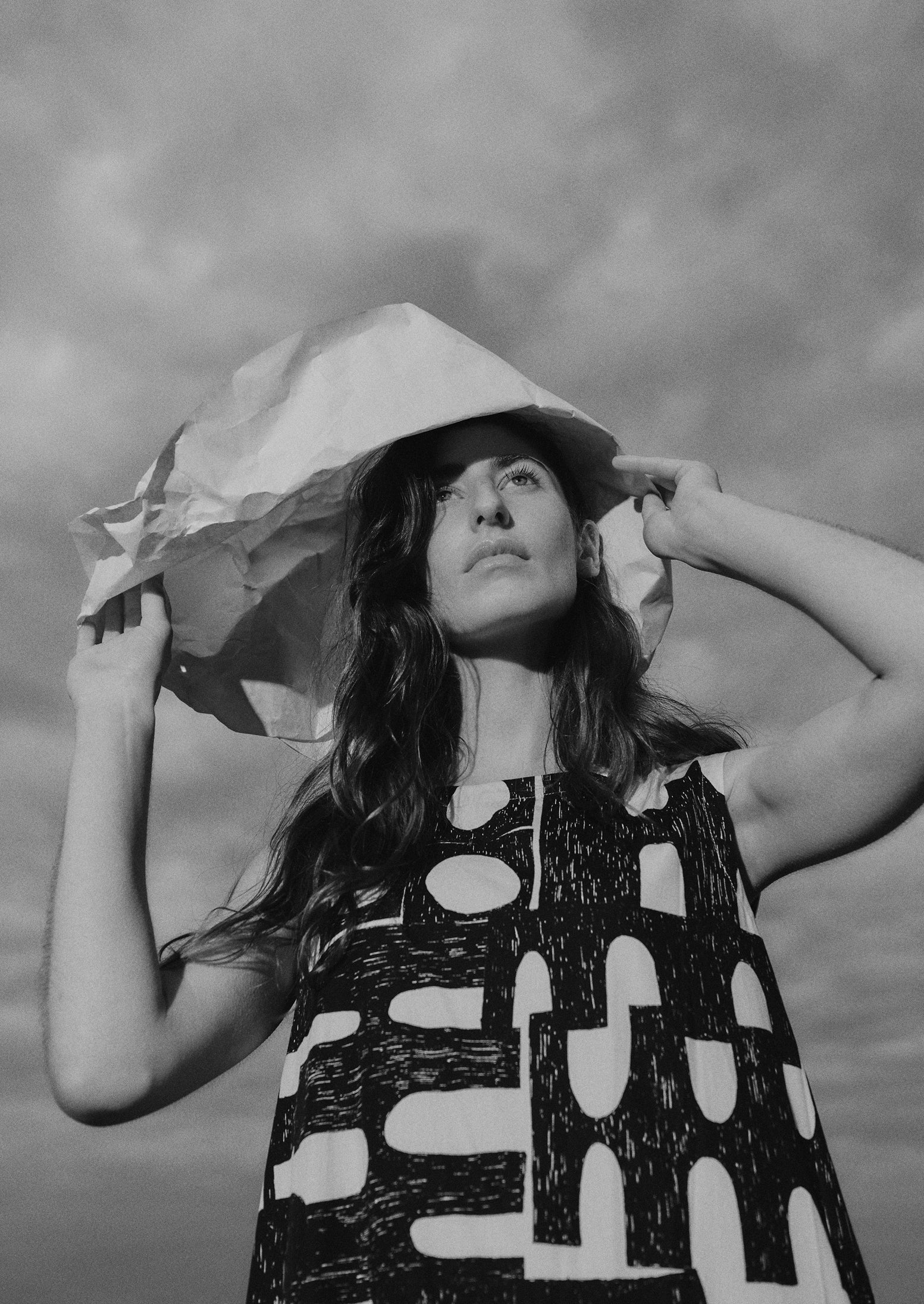 Large Totem Print Poplin Dress | Ink/Dove - Image 7