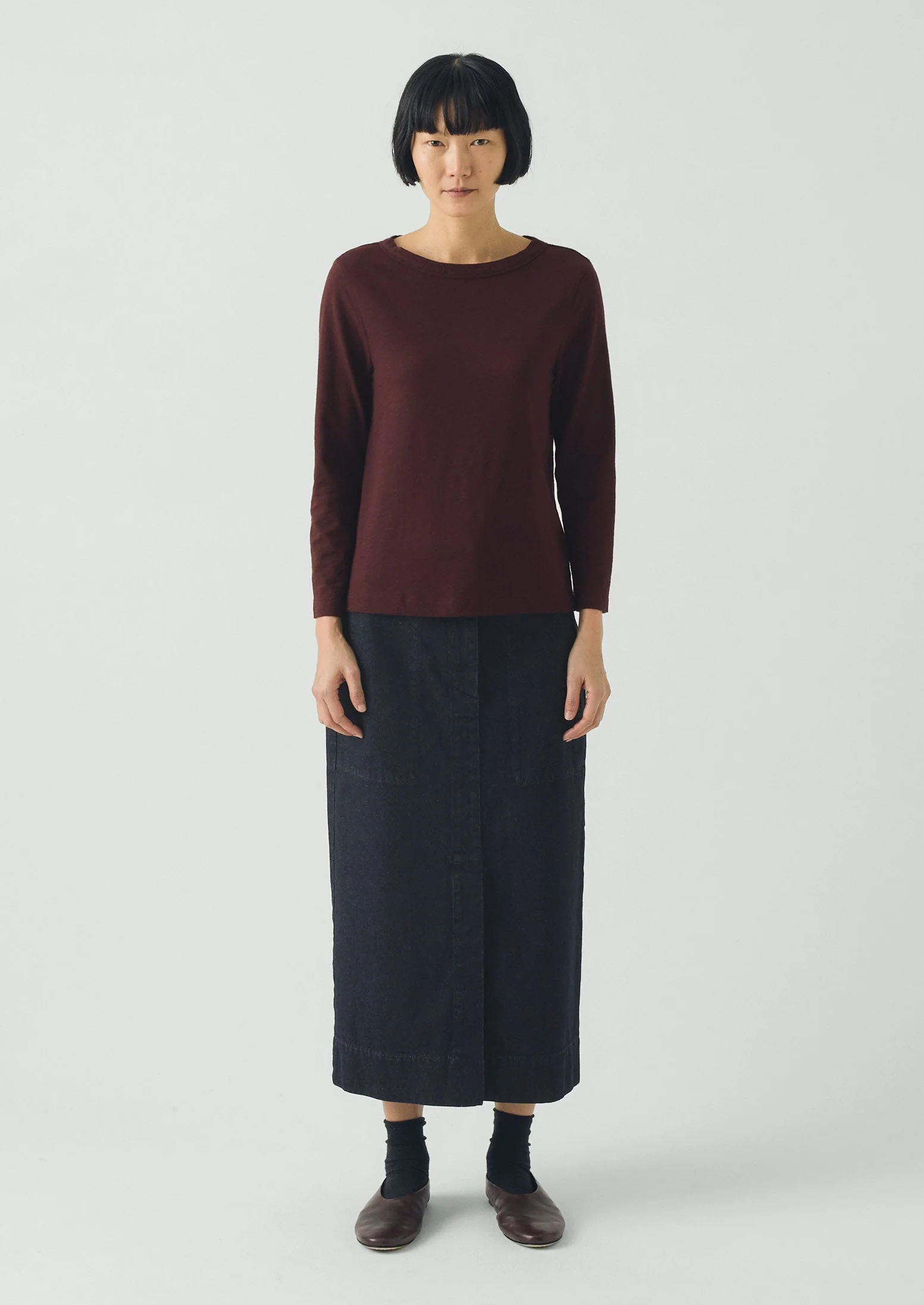 Lia Cotton Boat Neck Tee | Beetroot - Image 4