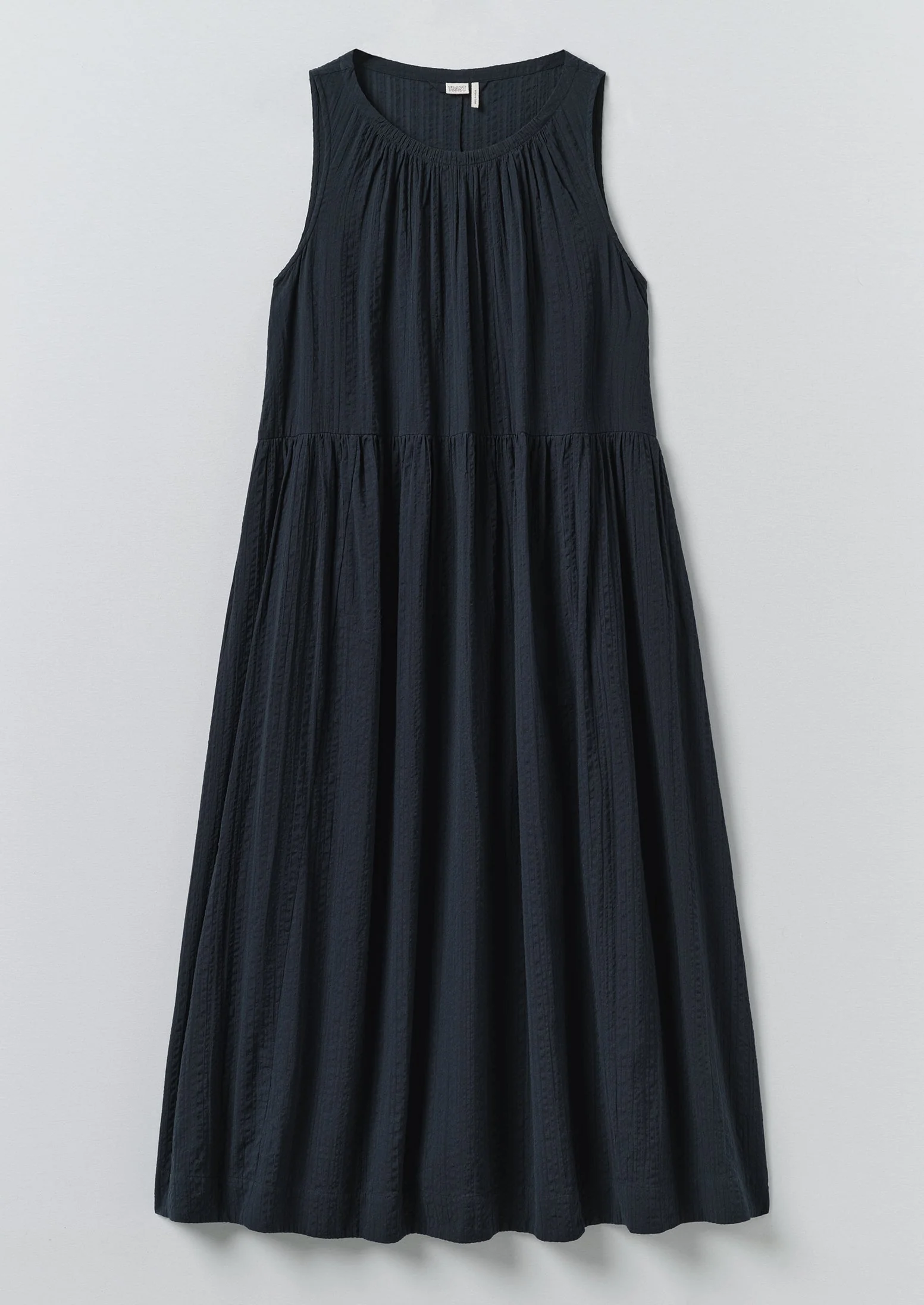 Lightweight Cotton Seersucker Dress | Navy