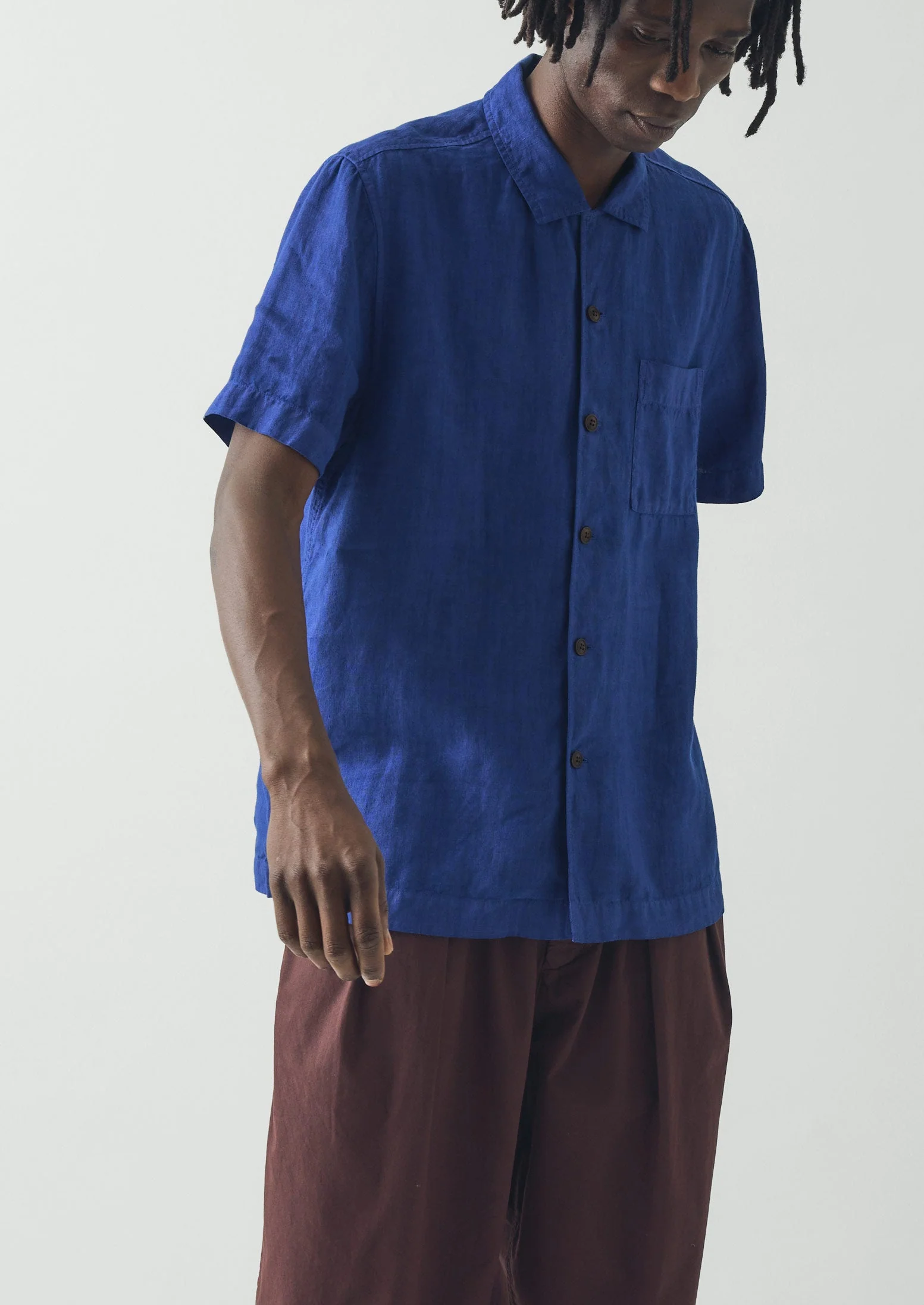 Linen Short Sleeve Shirt | Carmine Blue - Image 2