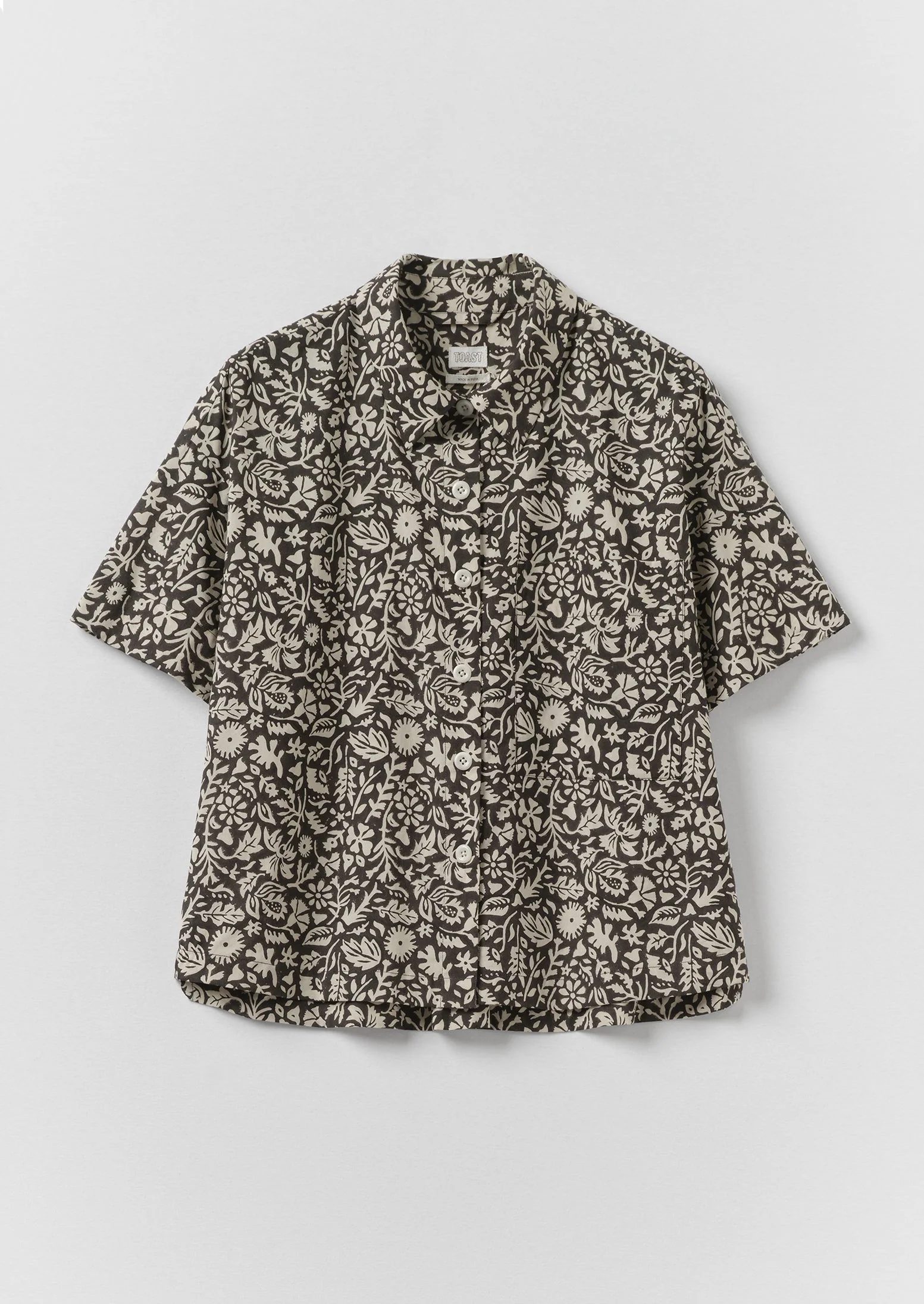 Lore Block Print Short Sleeve Shirt | Dark Coffee/Warm Ecru