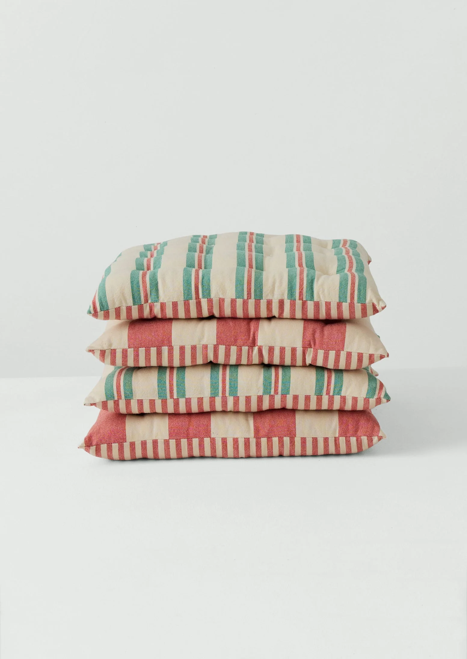 Market Stripe Hand Woven Seat Pad | Bright Red/Ecru - Image 4