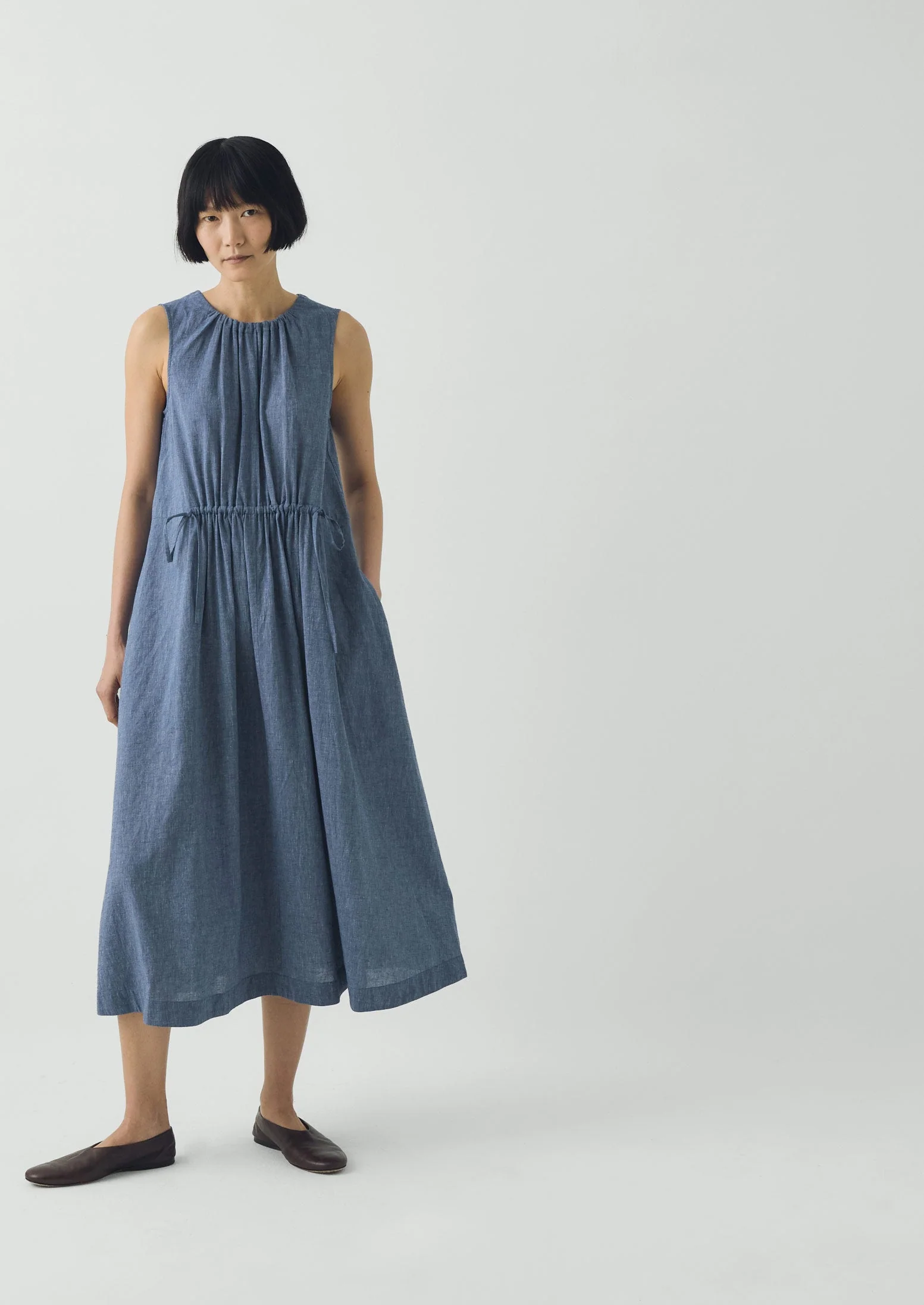 Martha Cotton Linen Chambray Dress | Chambray Blue - Image 5