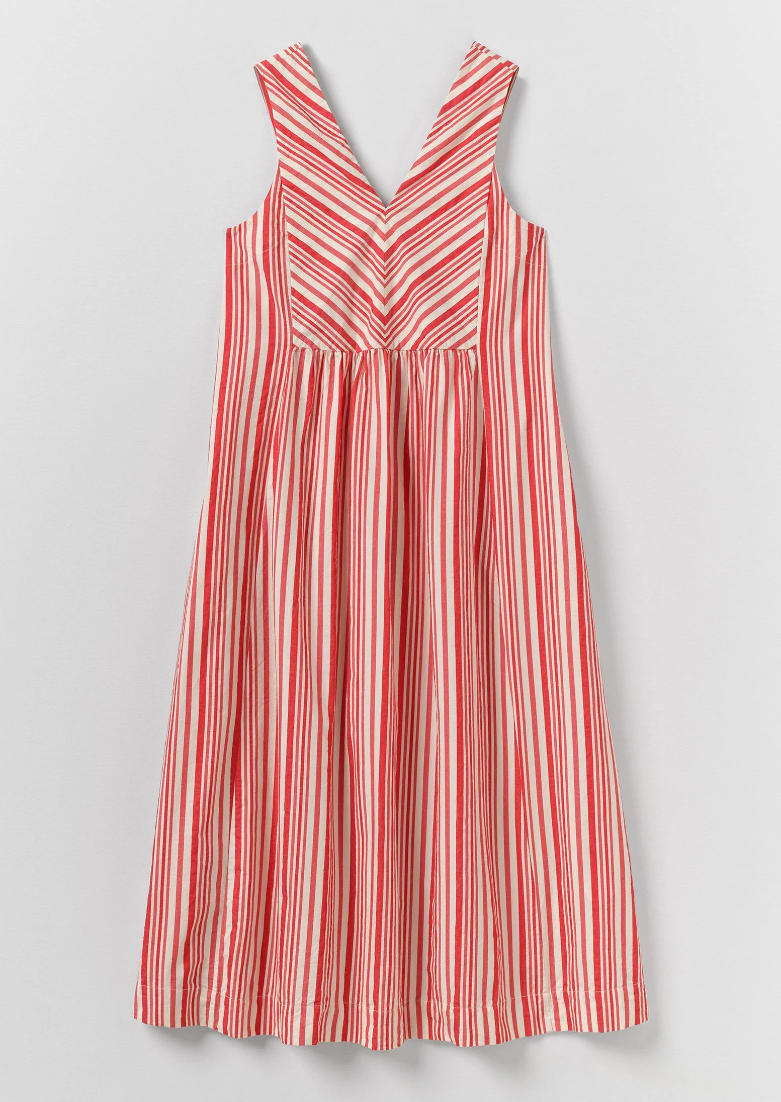 Maypole Stripe Cotton Dress | Vibrant Red