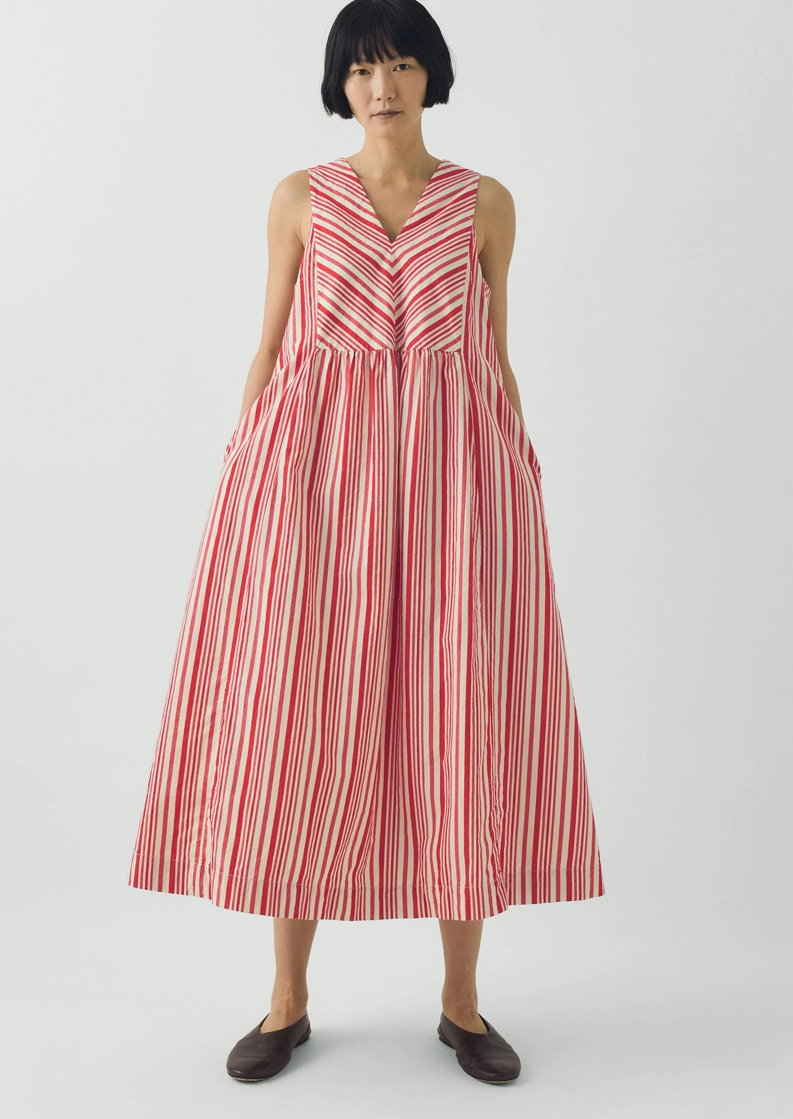 Maypole Stripe Cotton Dress | Vibrant Red - Image 3