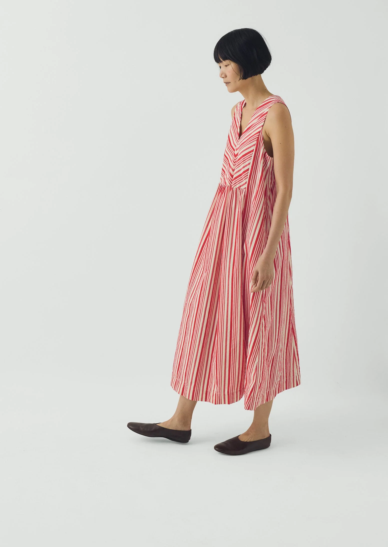 Maypole Stripe Cotton Dress | Vibrant Red - Image 5