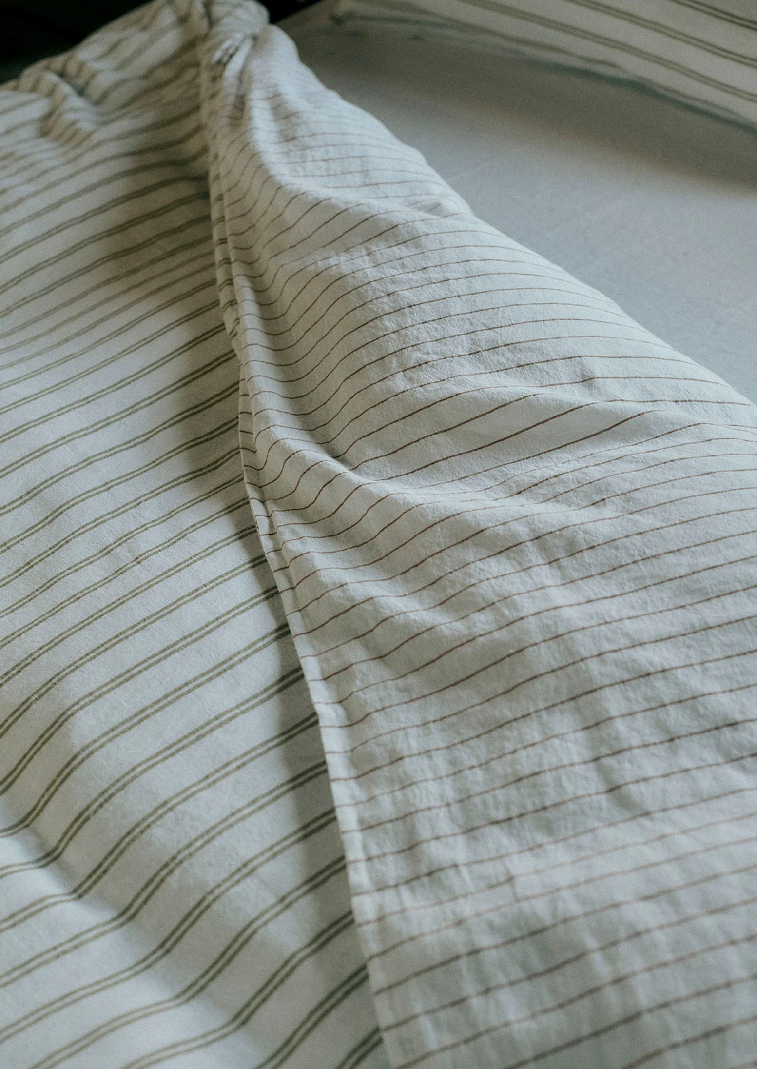 Mina Stripe Linen Cotton Duvet Cover | Ivory/Olive/Caramel - Image 5