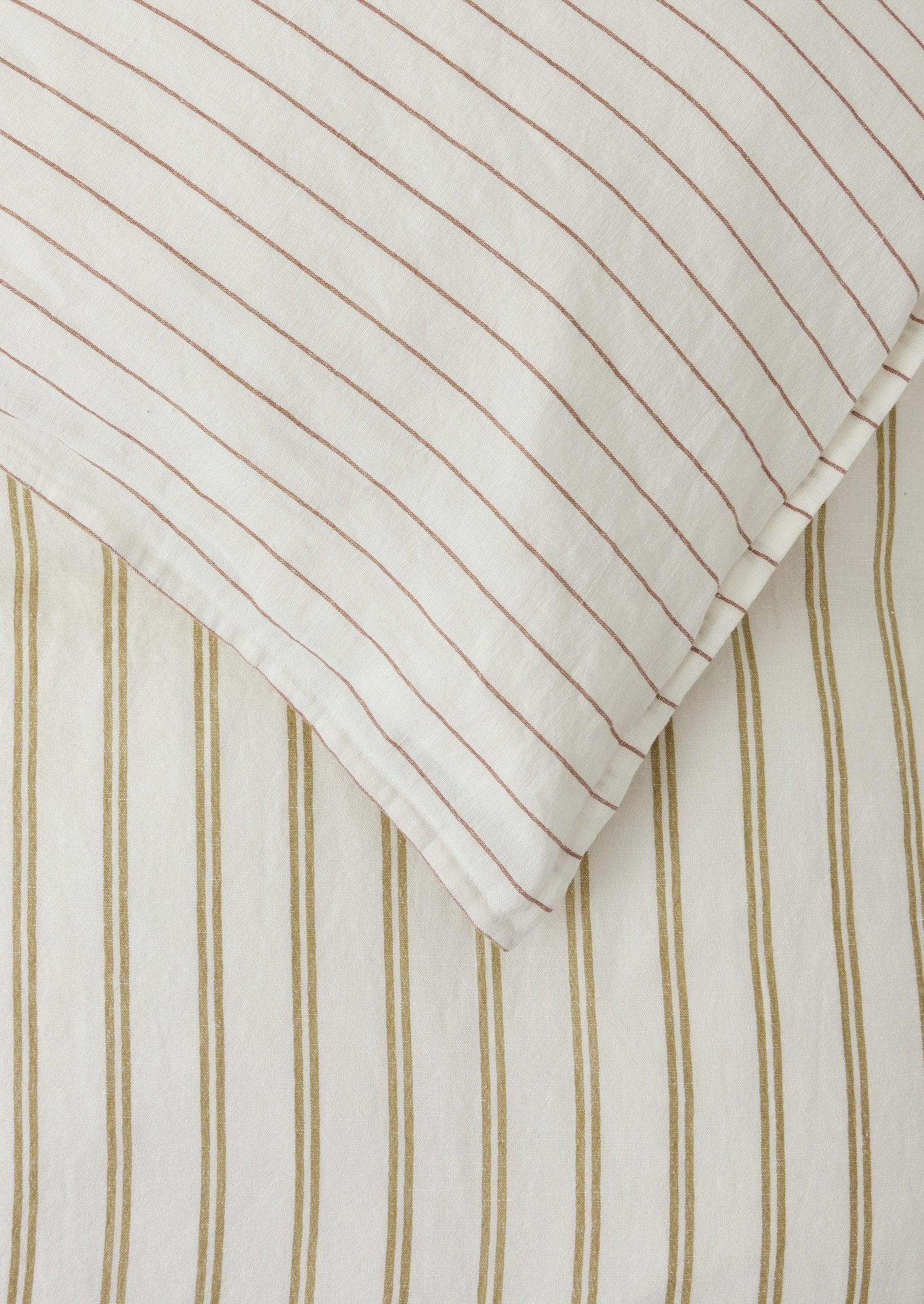 Mina Stripe Linen Cotton Duvet Cover | Ivory/Olive/Caramel - Image 7