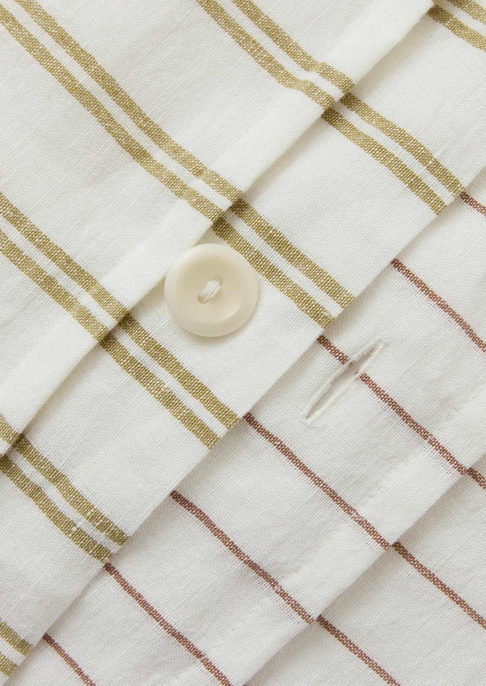Mina Stripe Linen Cotton Duvet Cover | Ivory/Olive/Caramel - Image 8