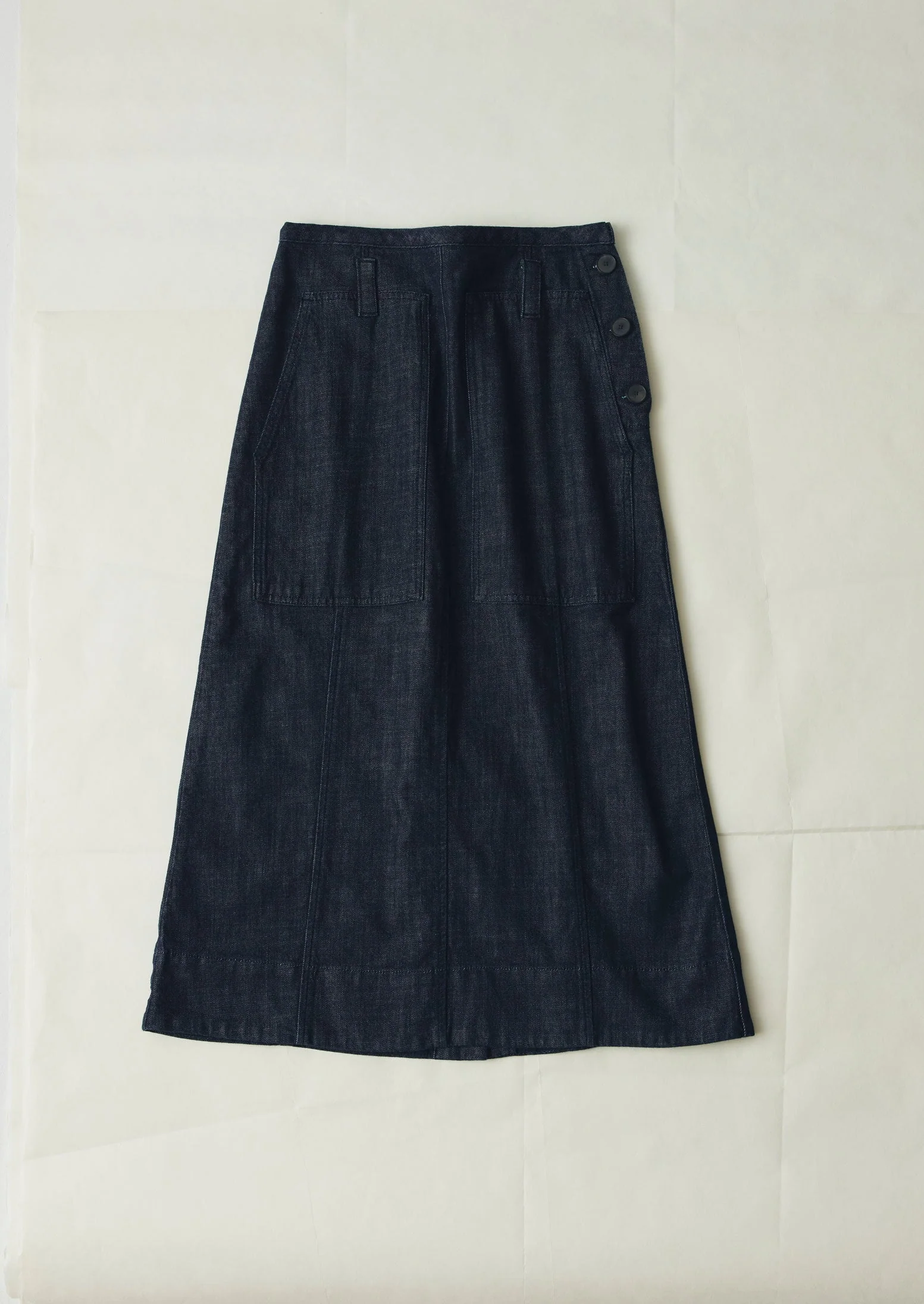 Patch Pocket Indigo Denim Skirt | Indigo