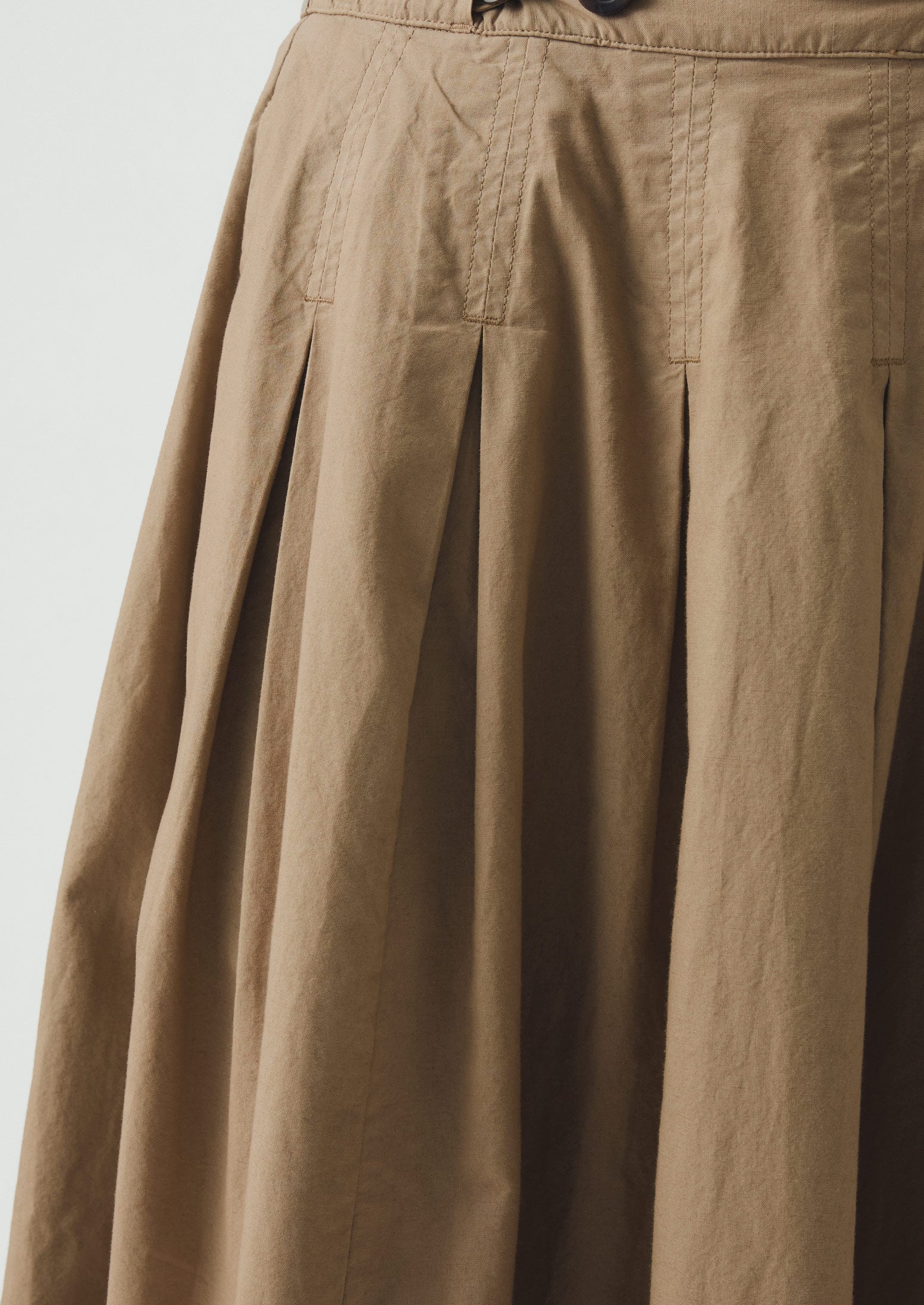 Pleated Cotton Linen Poplin Skirt | Ash Brown - Image 6