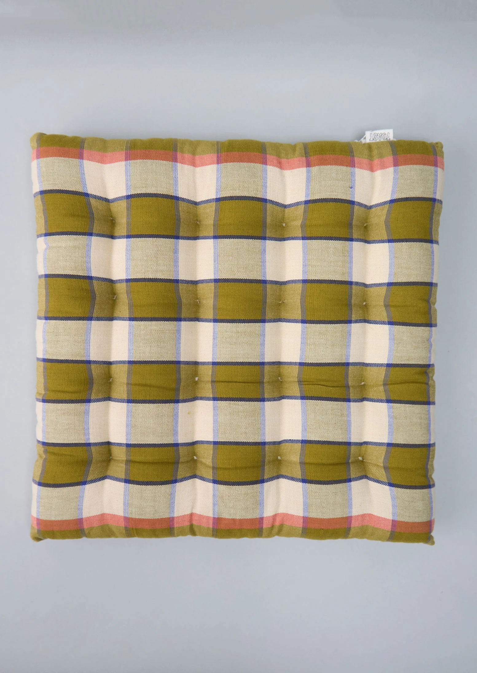 Reworn Check Chair Cushion (061) | Multi