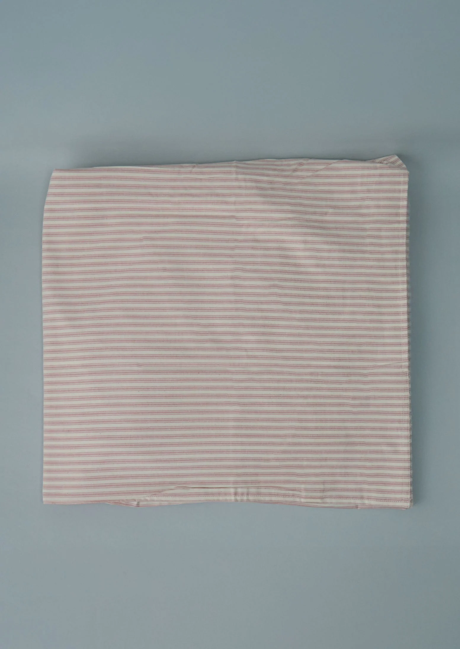 Reworn Organic Cotton Ticking Stripe Duvet Cover (035) | Ecru/Rose