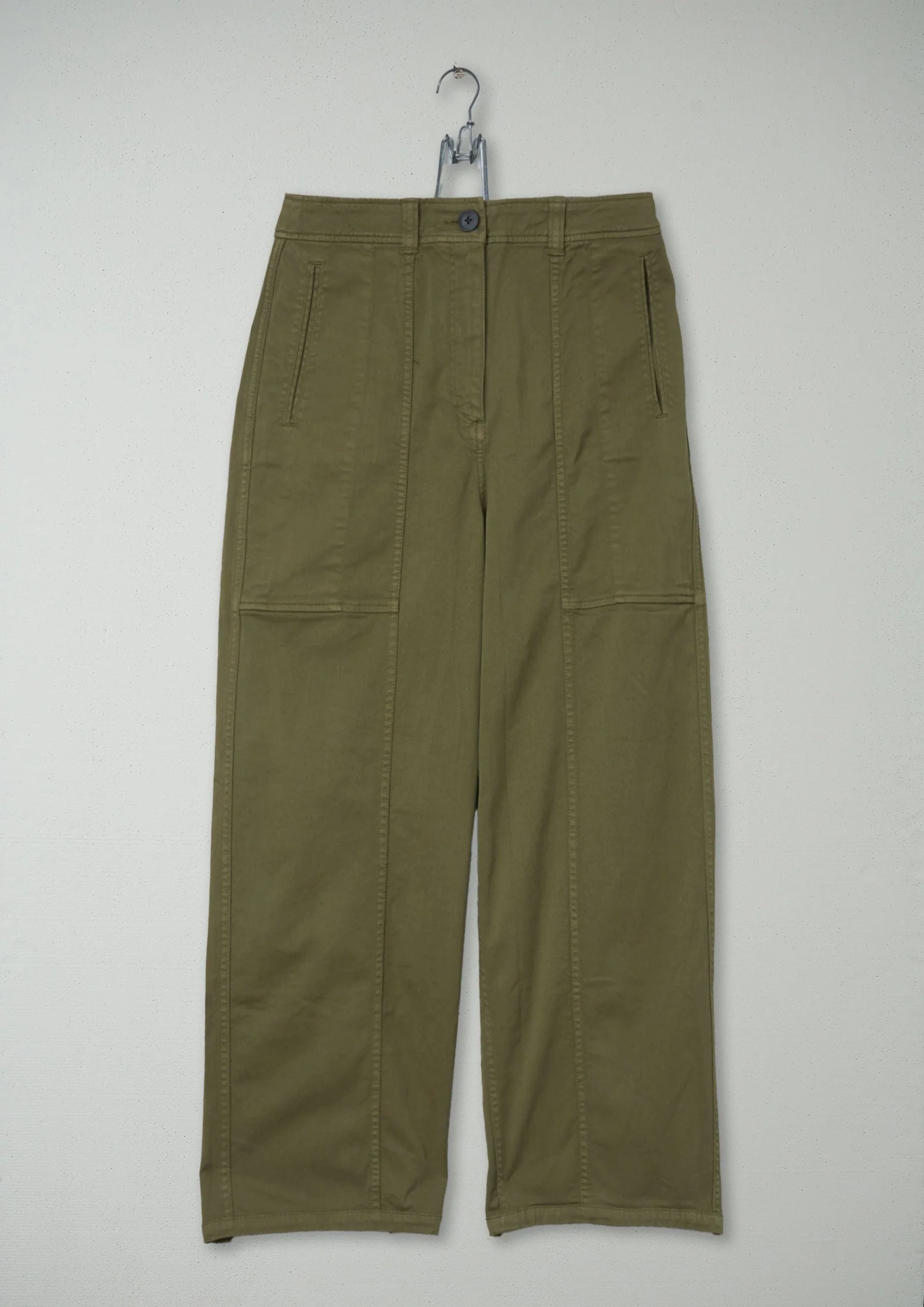 Reworn Panelled Cotton Twill Trousers Size 4 (1428) | Oil Cloth
