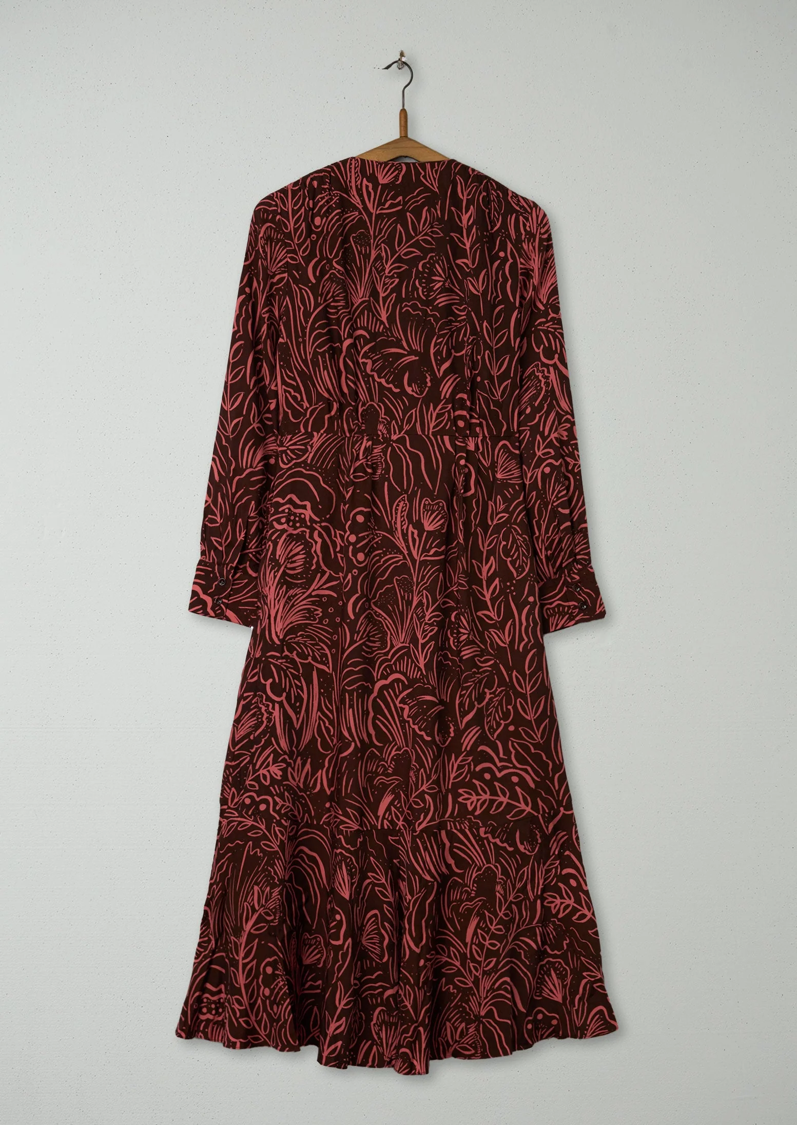 Reworn Print Wrap Dress Size 8 (1964) | Maroon - Image 2