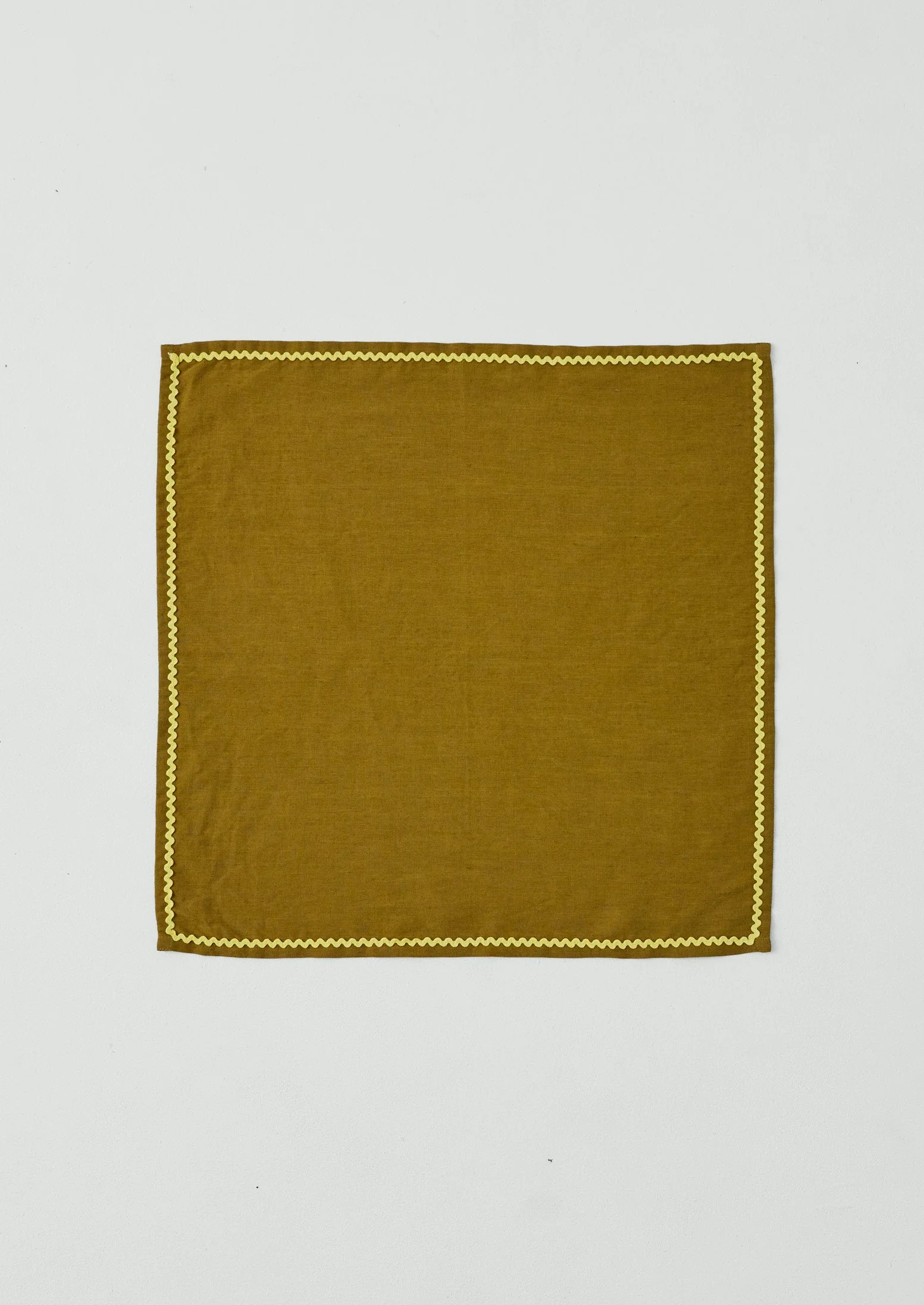 Ric Rac Border Cotton Linen Napkin | Olive/Mimosa - Image 5