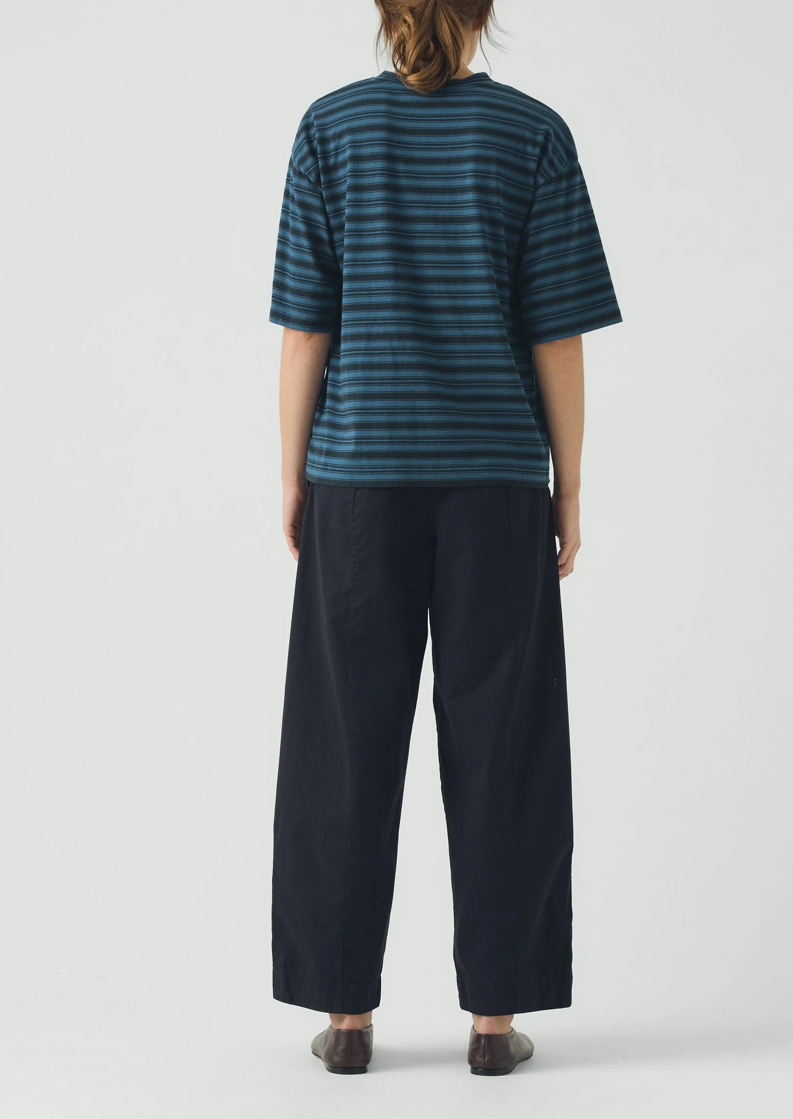Sculpted Cotton Twill Trousers | Mid Blue - Image 3