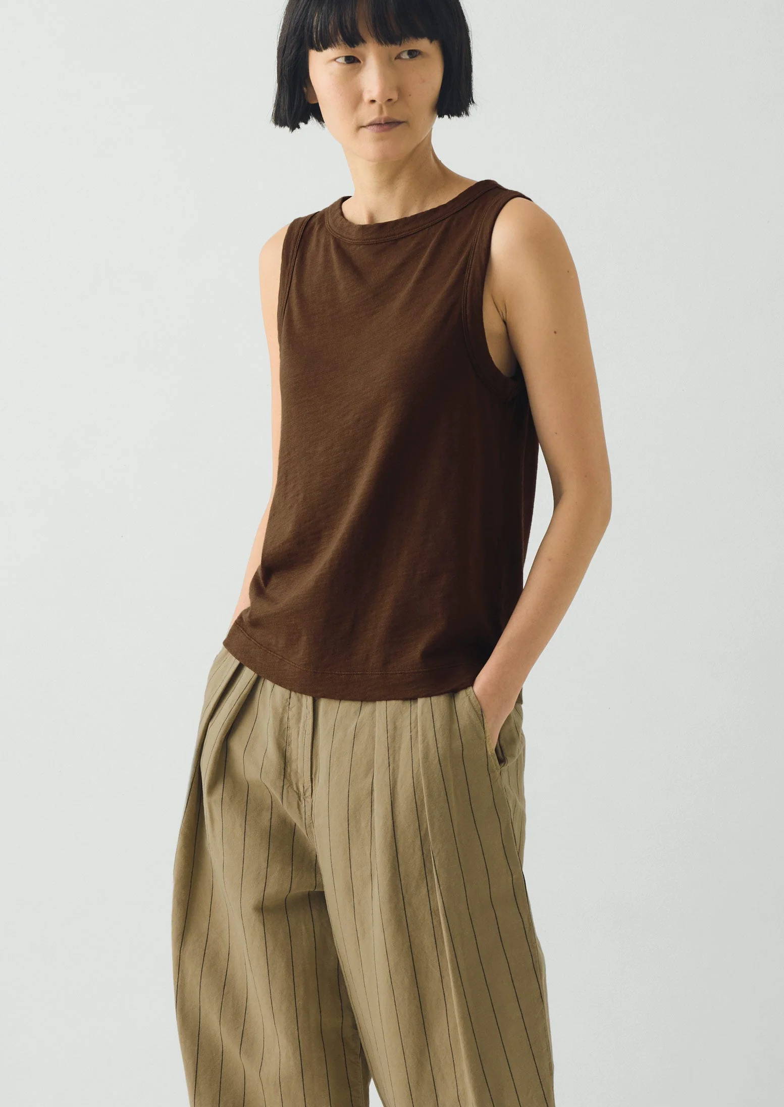 Sian Garment Dyed Cotton Tank Top | Bronze Green - Image 2