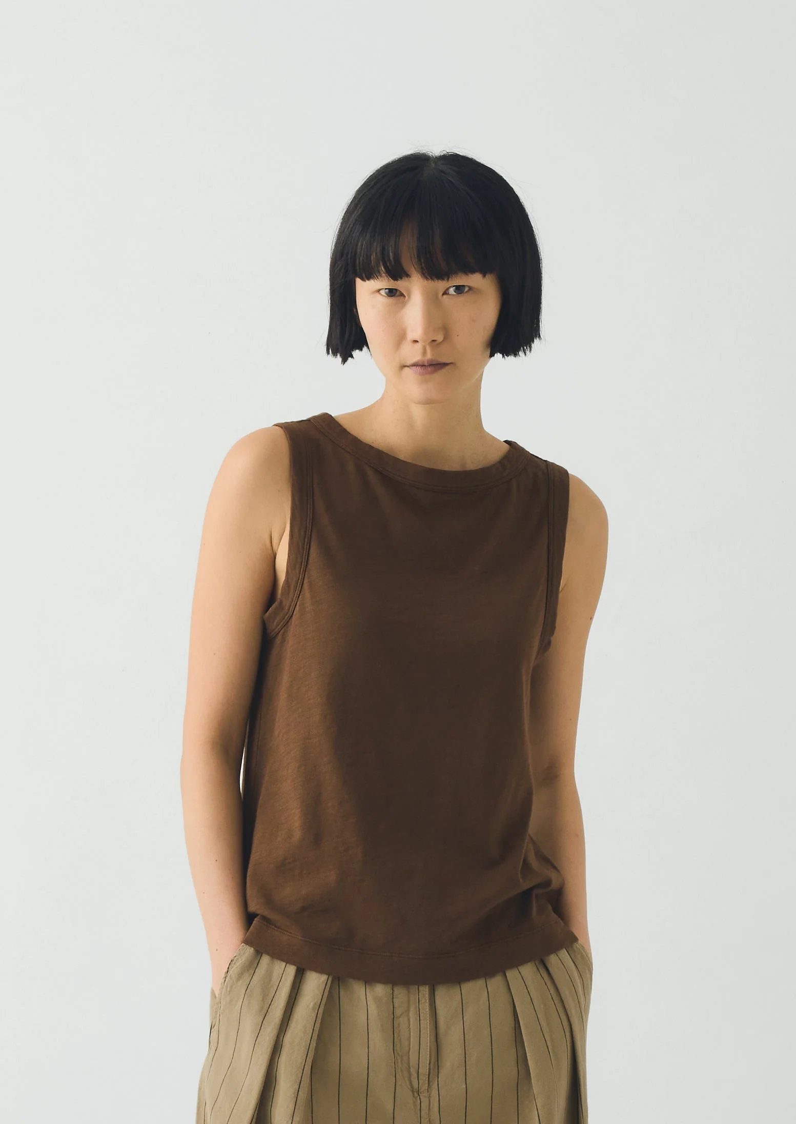 Sian Garment Dyed Cotton Tank Top | Bronze Green - Image 3