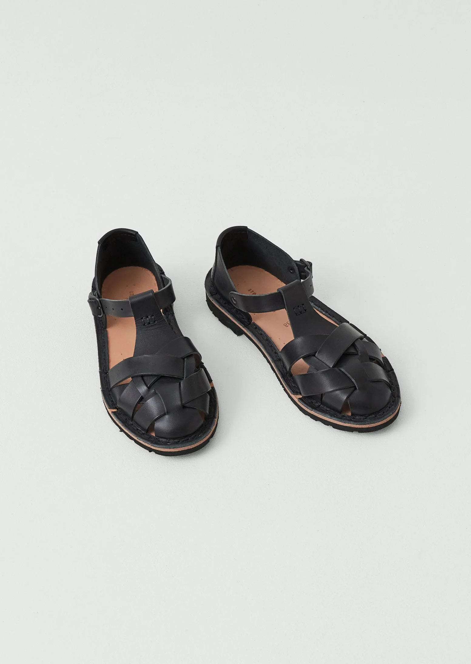 Steve Mono Braided Leather Sandals | Black