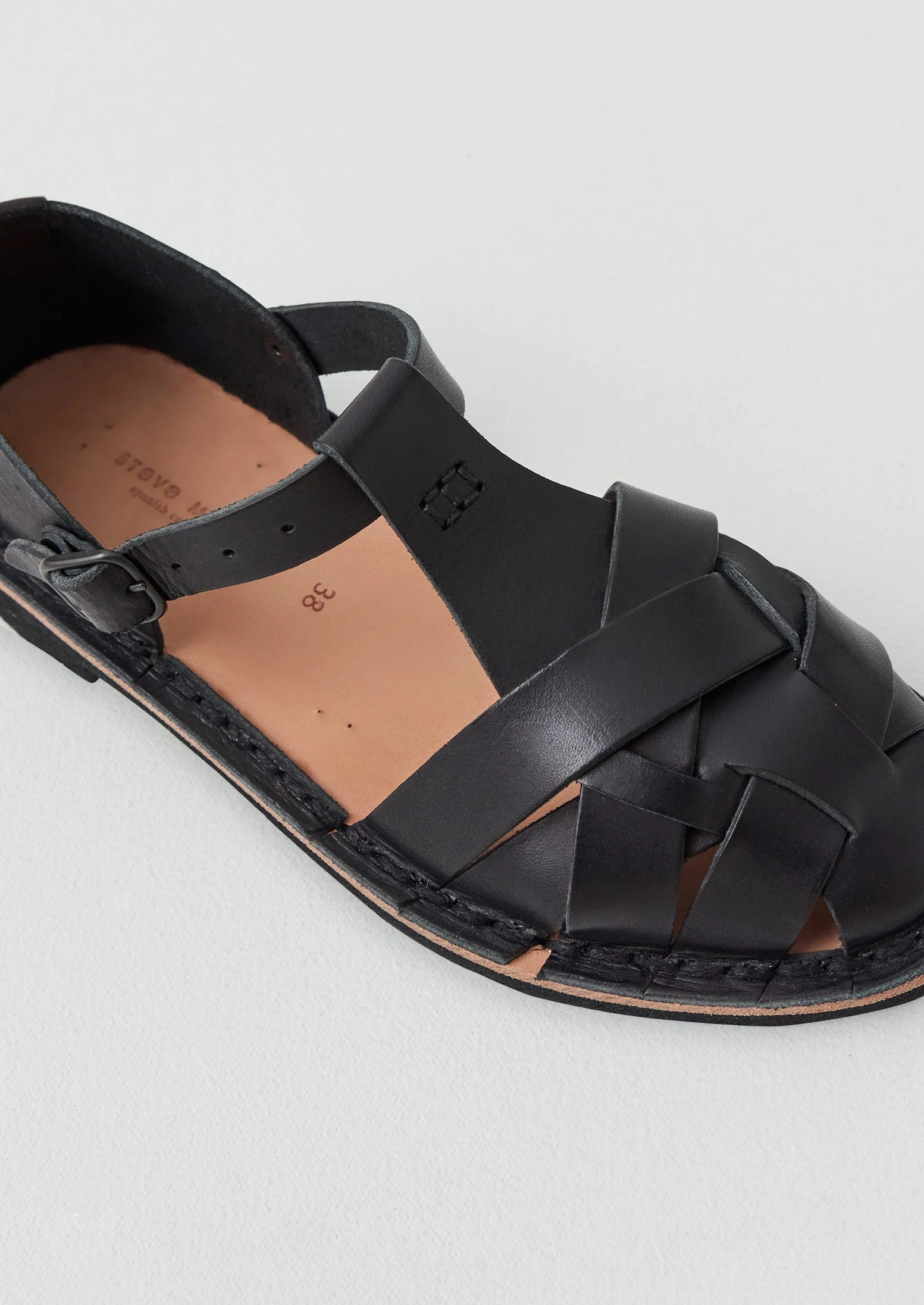 Steve Mono Braided Leather Sandals | Black - Image 5