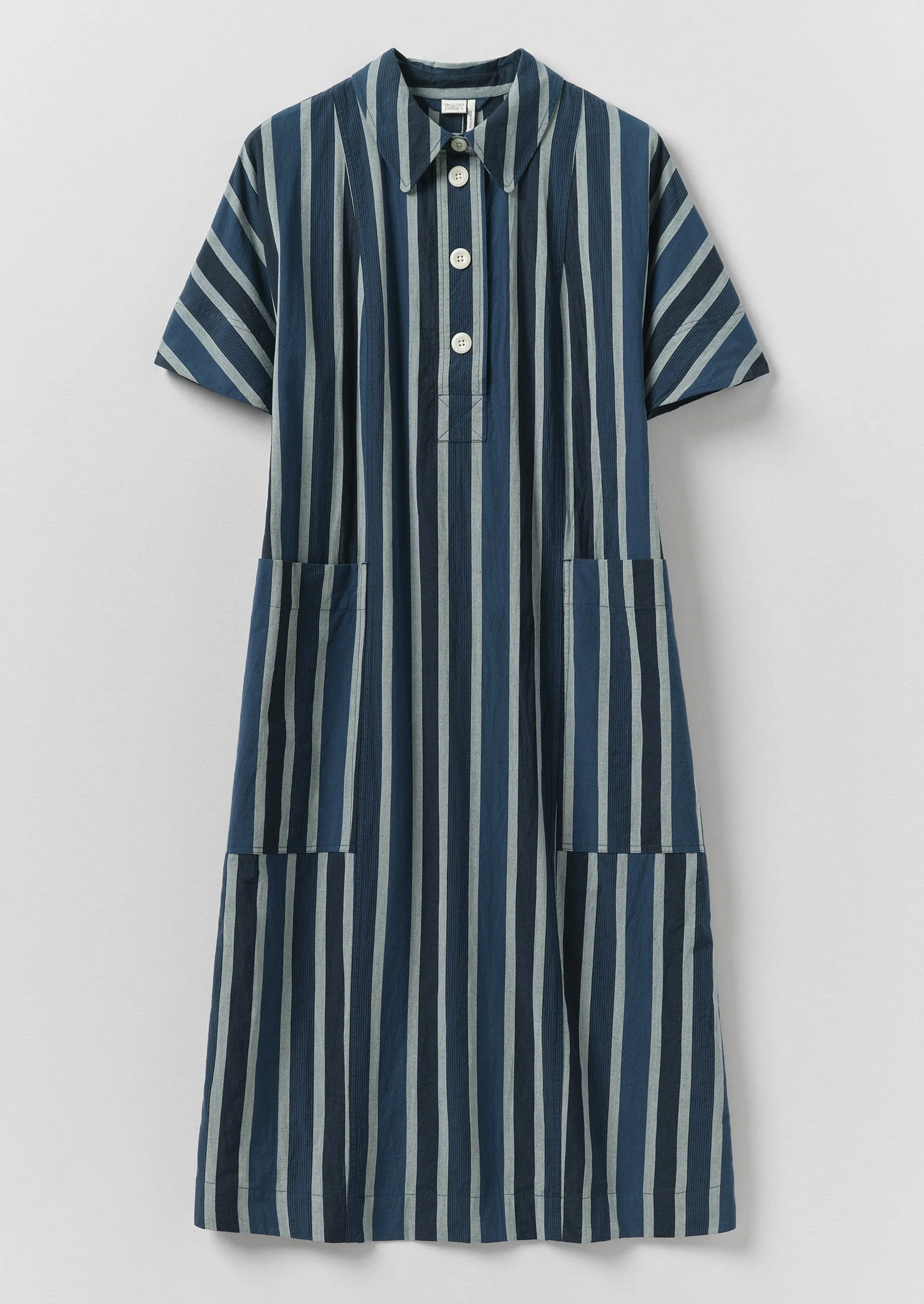 Stripe Cotton Shirt Dress | French Blue