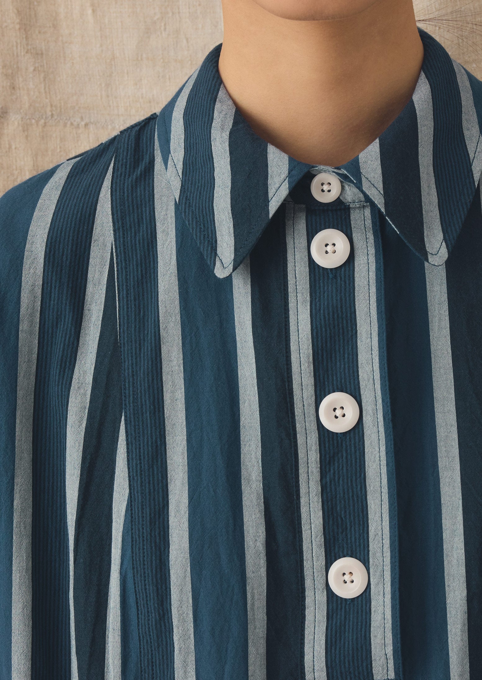 Stripe Cotton Shirt Dress | French Blue - Image 3