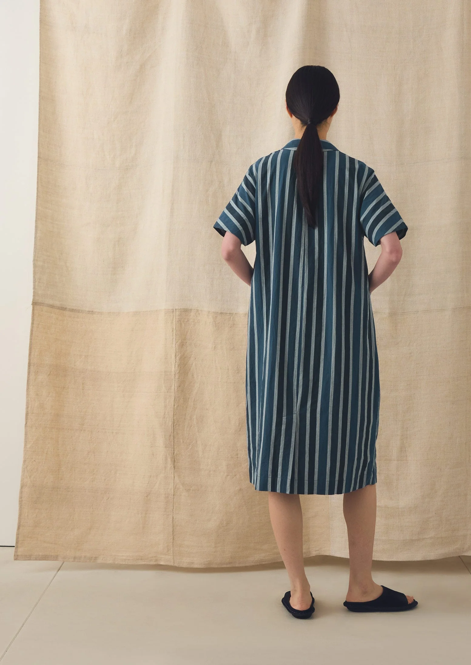 Stripe Cotton Shirt Dress | French Blue - Image 5