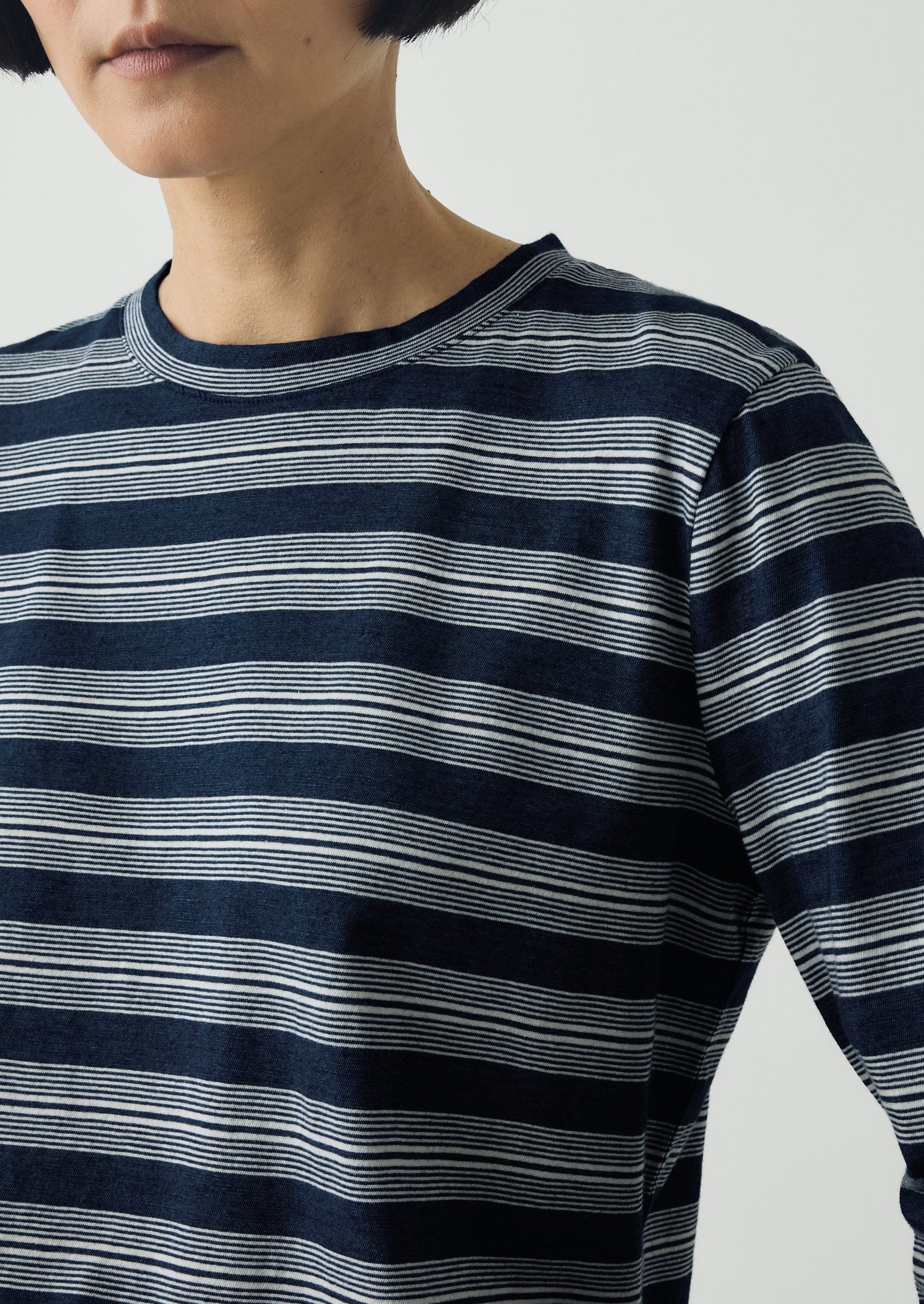 Stripe Crew Neck Tee | Indigo/Ecru - Image 3