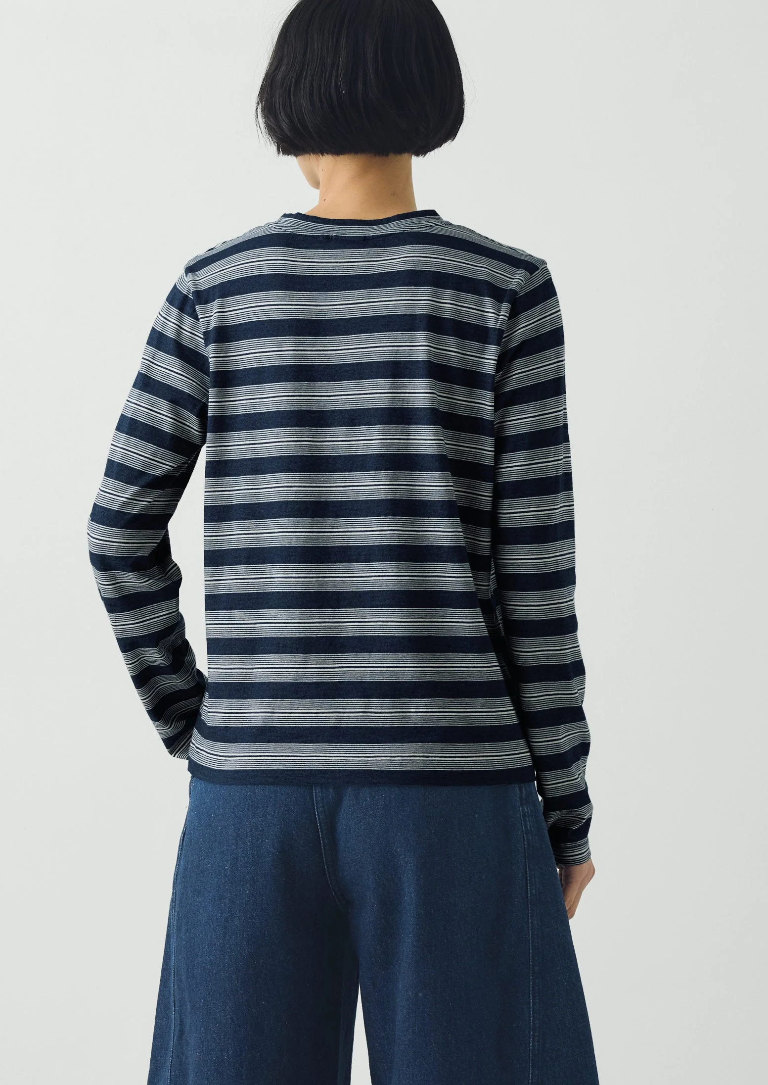 Stripe Crew Neck Tee | Indigo/Ecru - Image 4