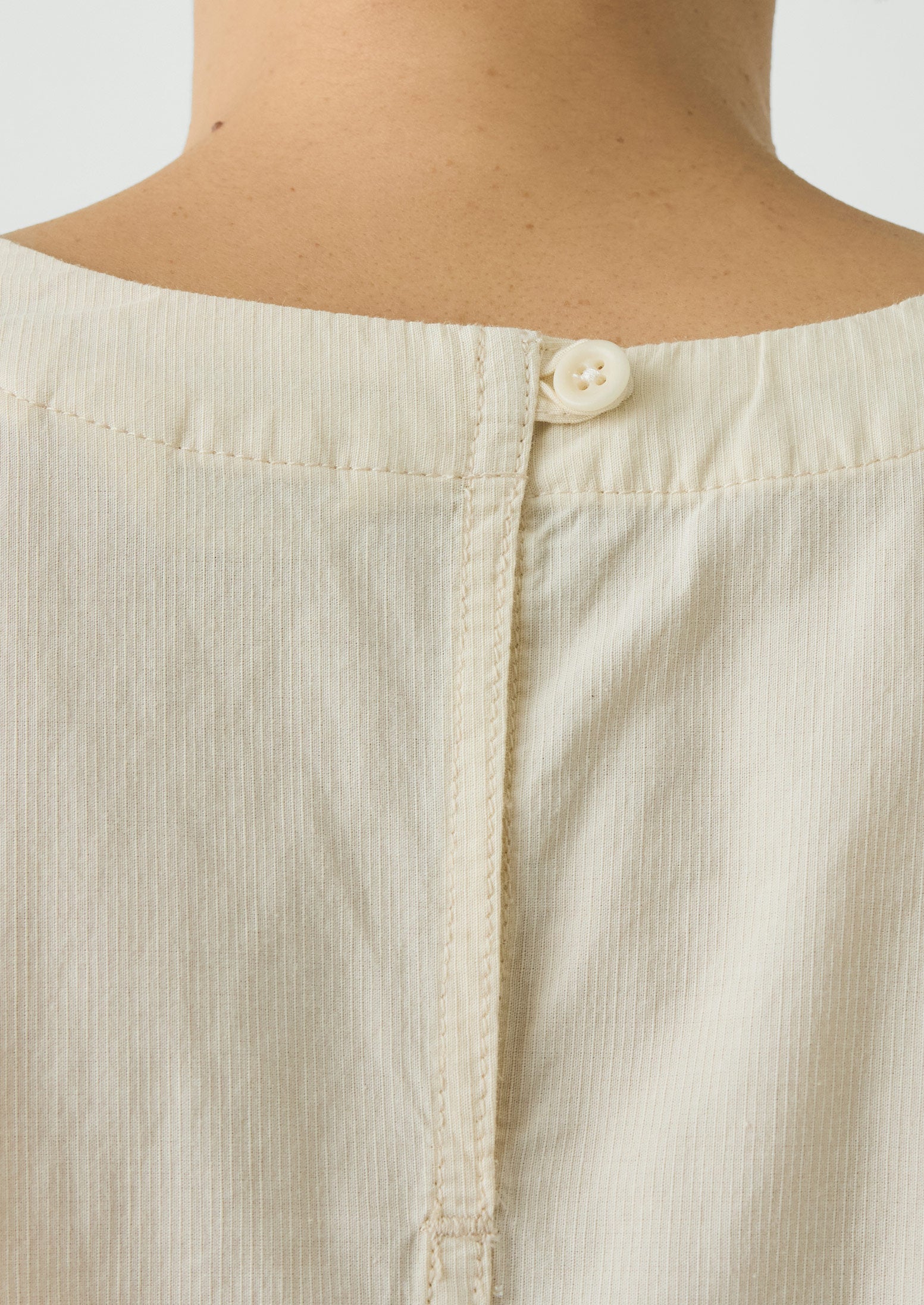 Textured Cotton Poplin V-Neck Top | Ecru - Image 5