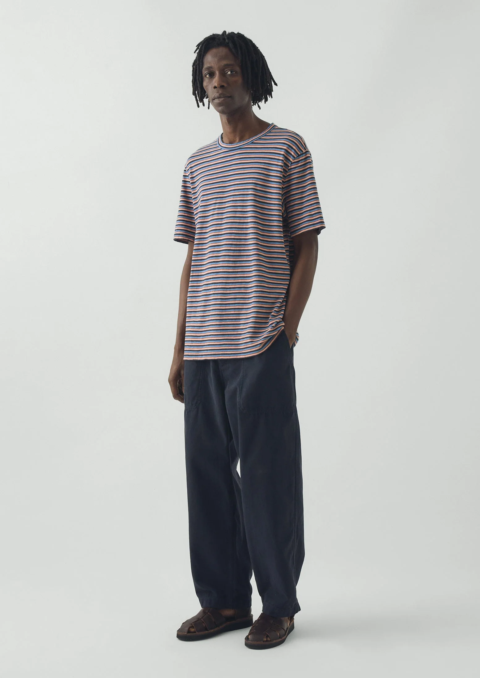 Theo Stripe Cotton Short Sleeve Tee | Multi - Image 2