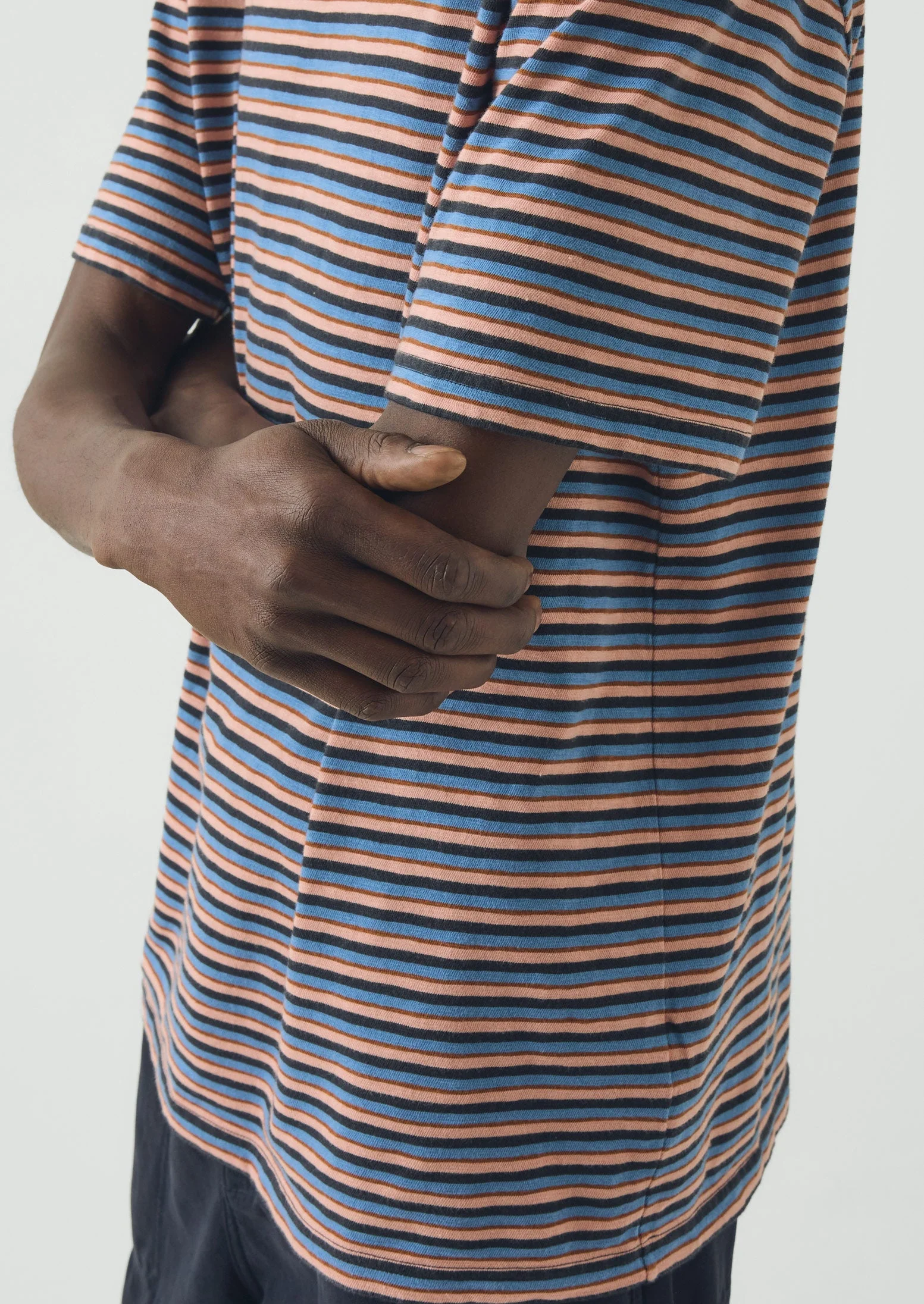 Theo Stripe Cotton Short Sleeve Tee | Multi - Image 3