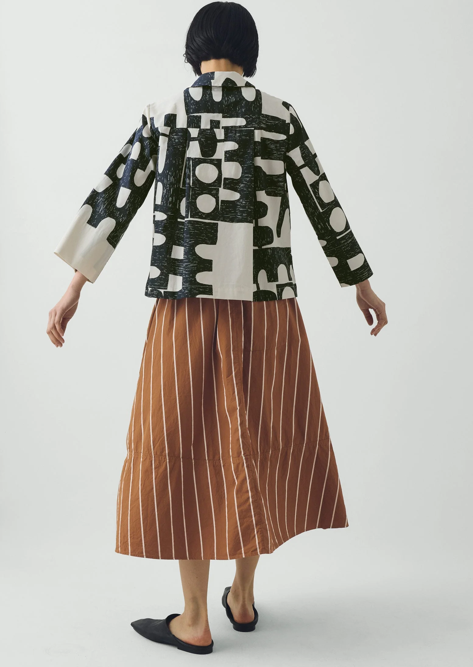 Totem Print Cotton Poplin Shirt | Ink/Dove - Image 3