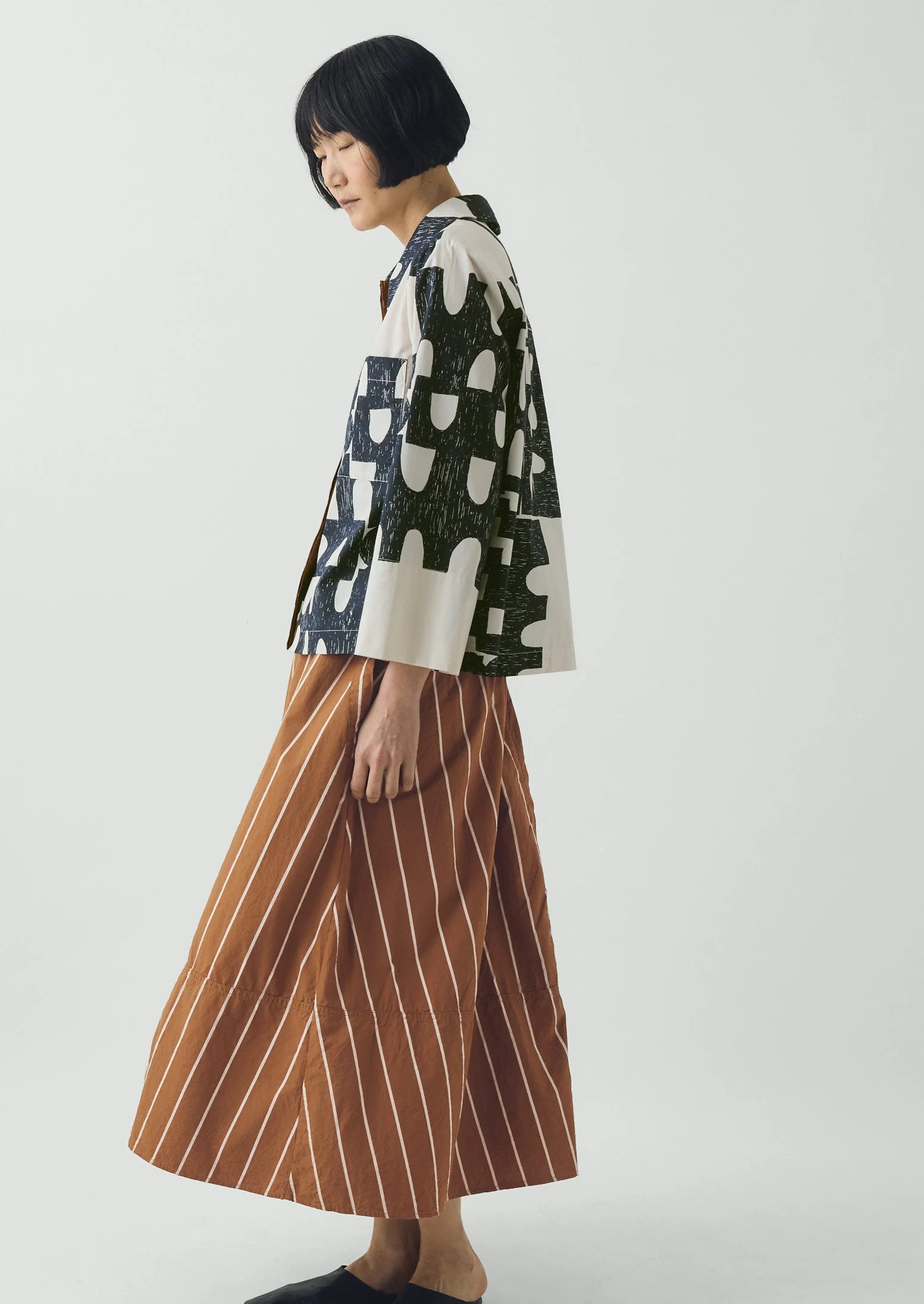 Totem Print Cotton Poplin Shirt | Ink/Dove - Image 4
